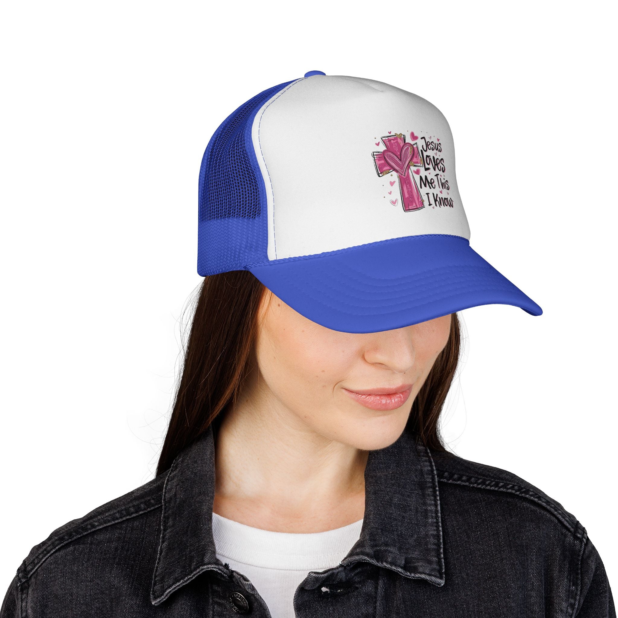 Jesus Loves Me Trucker Cap, Christian Hat, Faith-Based Gift, Religious Apparel, Summer Accessory, Youthful Style