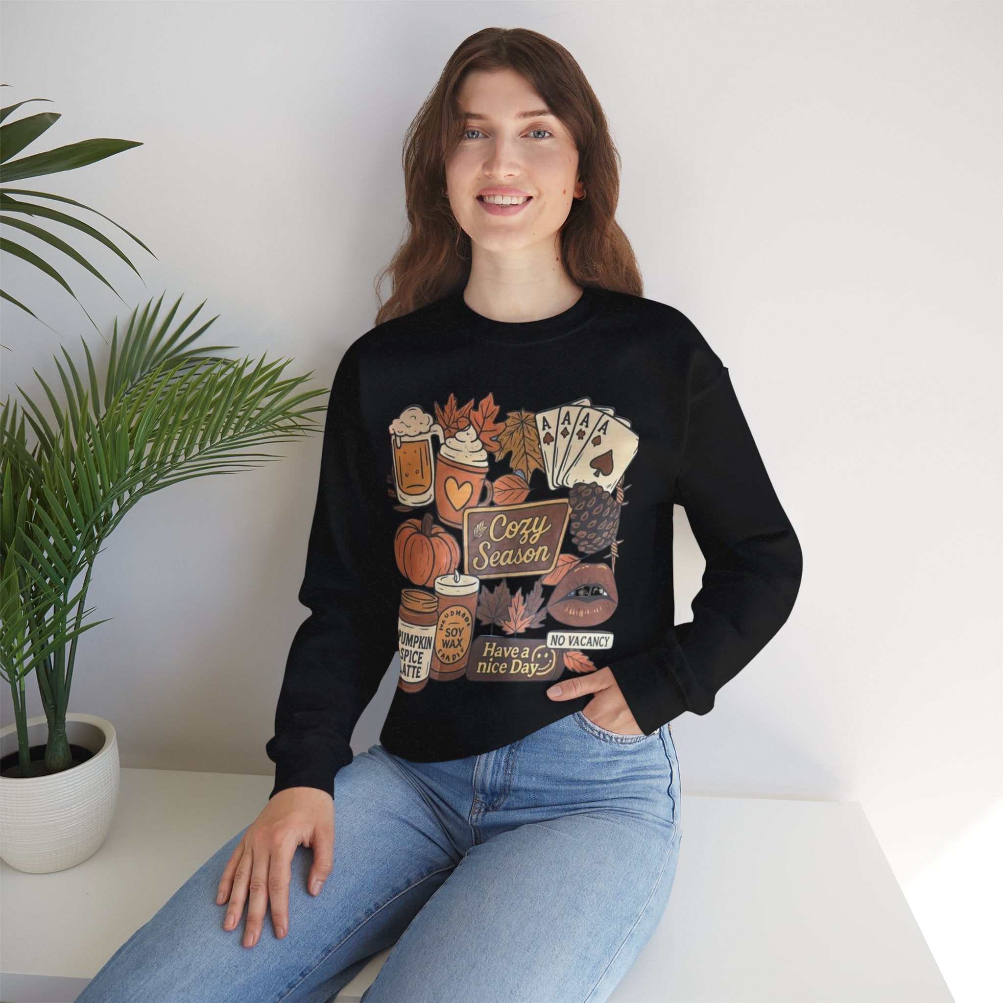 Cozy Fall Sweatshirt, Unisex Crewneck, Autumn Vibes, Pumpkin Spice Lover Gift, Seasonal Apparel, Thanksgiving Sweater