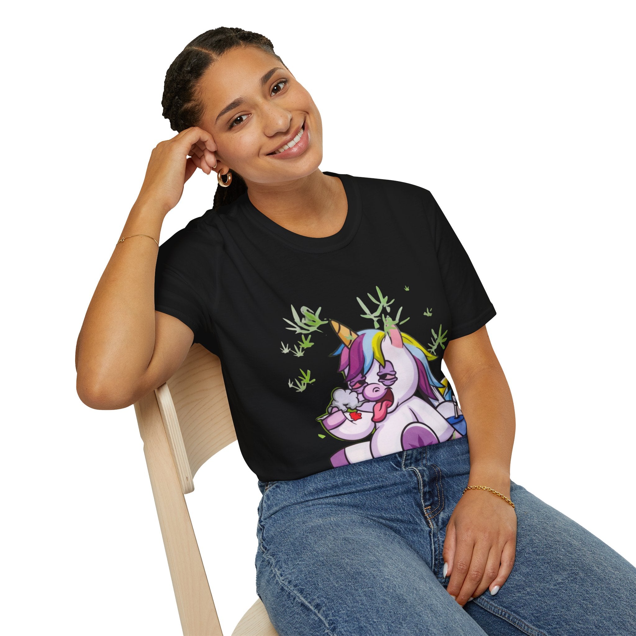 Playful Unicorn Graphic Tee, Surfer Style T-Shirt for Fun Lovers, Perfect Gift for Birthdays, Festivals, Casual Wear, Unisex Softstyle Shirt