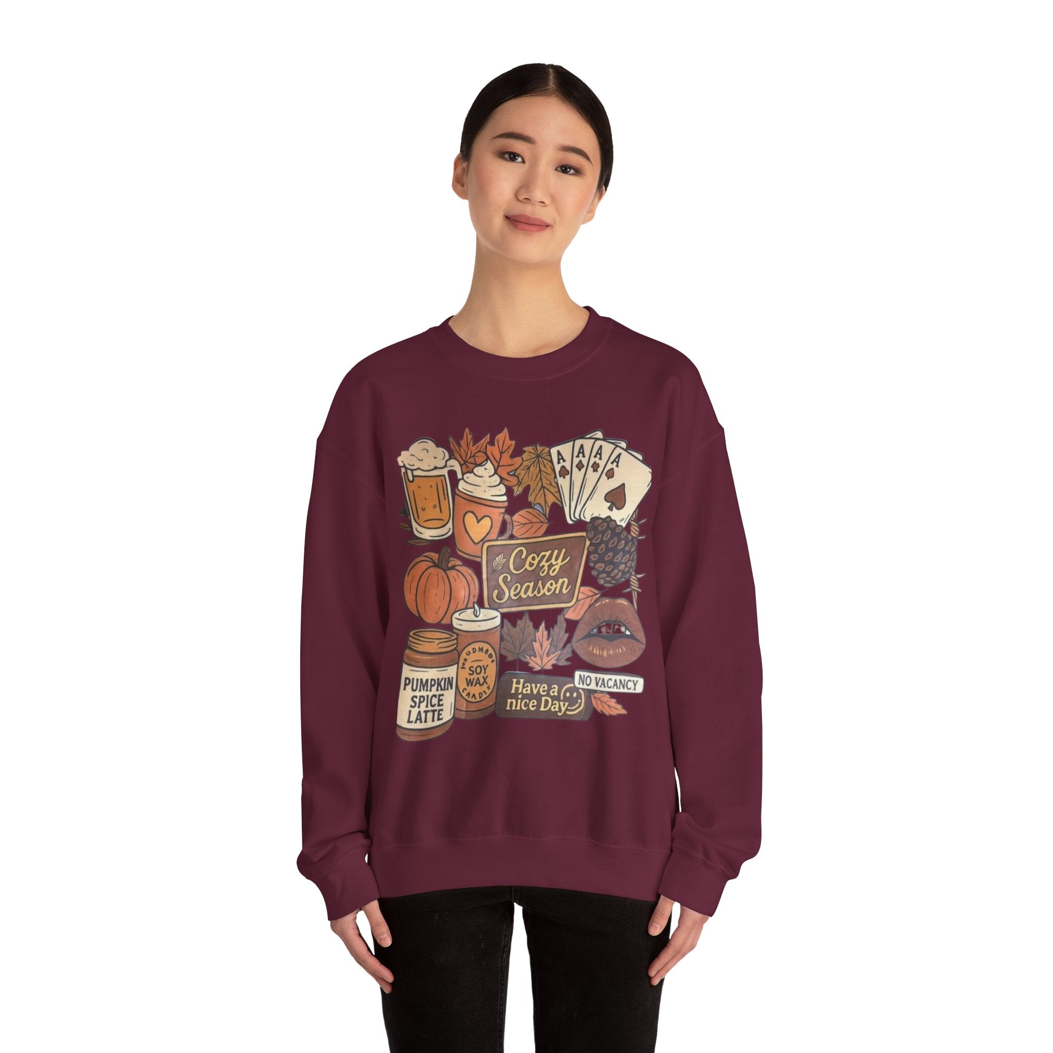 Cozy Fall Sweatshirt, Unisex Crewneck, Autumn Vibes, Pumpkin Spice Lover Gift, Seasonal Apparel, Thanksgiving Sweater