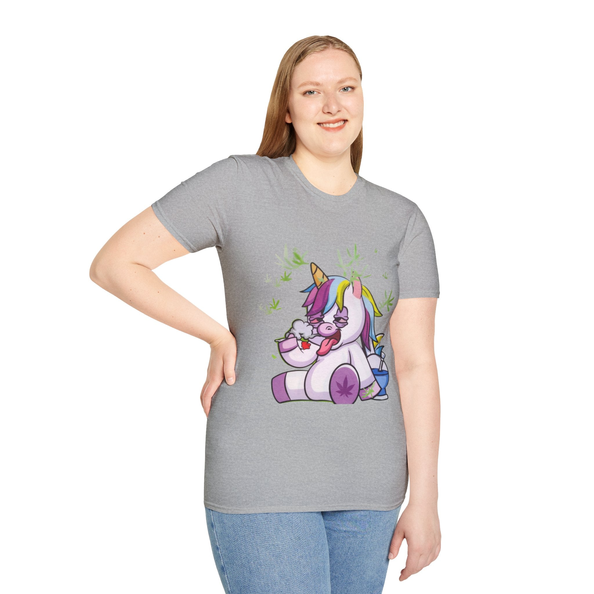Playful Unicorn Graphic Tee, Surfer Style T-Shirt for Fun Lovers, Perfect Gift for Birthdays, Festivals, Casual Wear, Unisex Softstyle Shirt