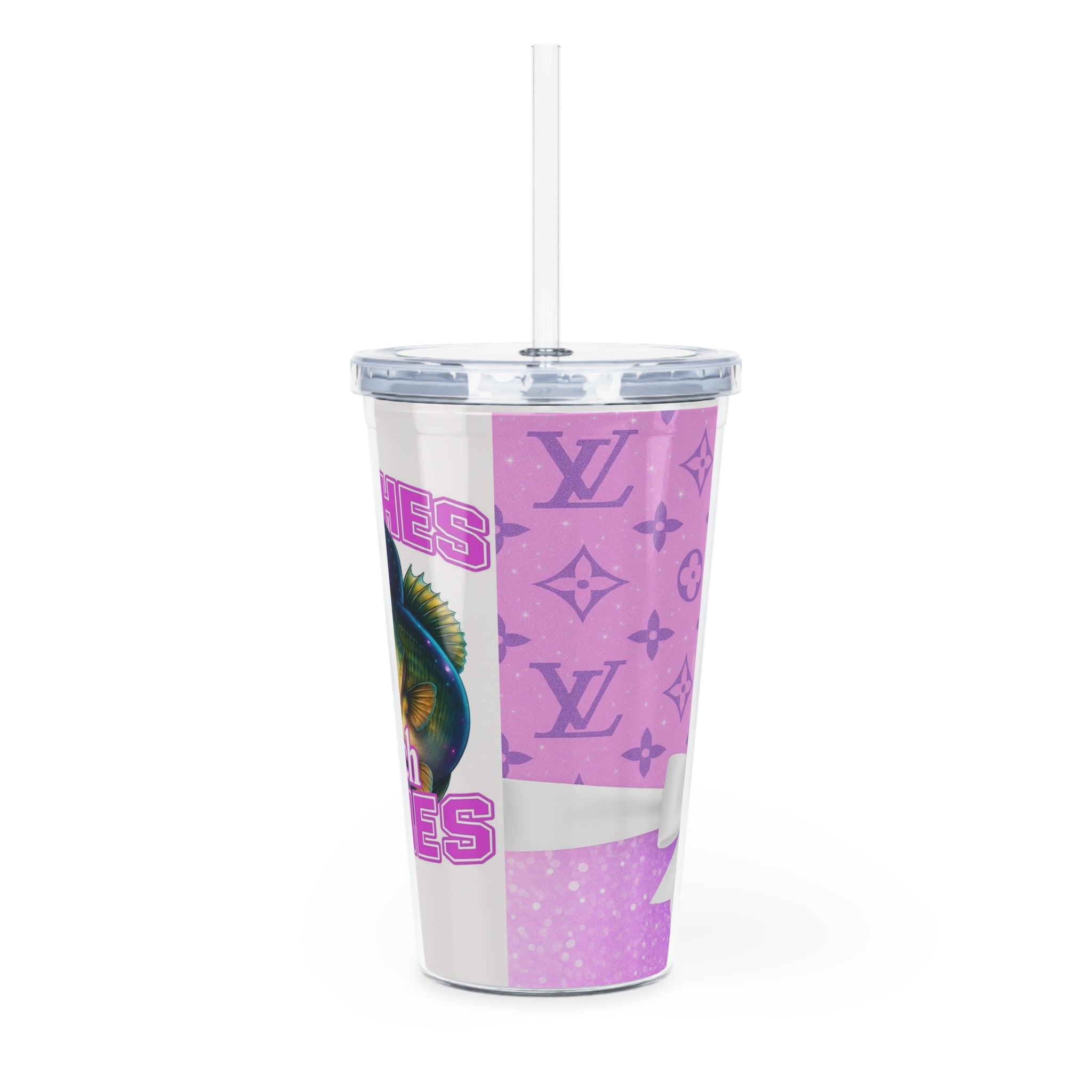 Fishing Lover's Plastic Tumbler with Straw, Perfect for Outdoors, Fishing Gifts, Summer Sips, Catch of the Day Drinkware