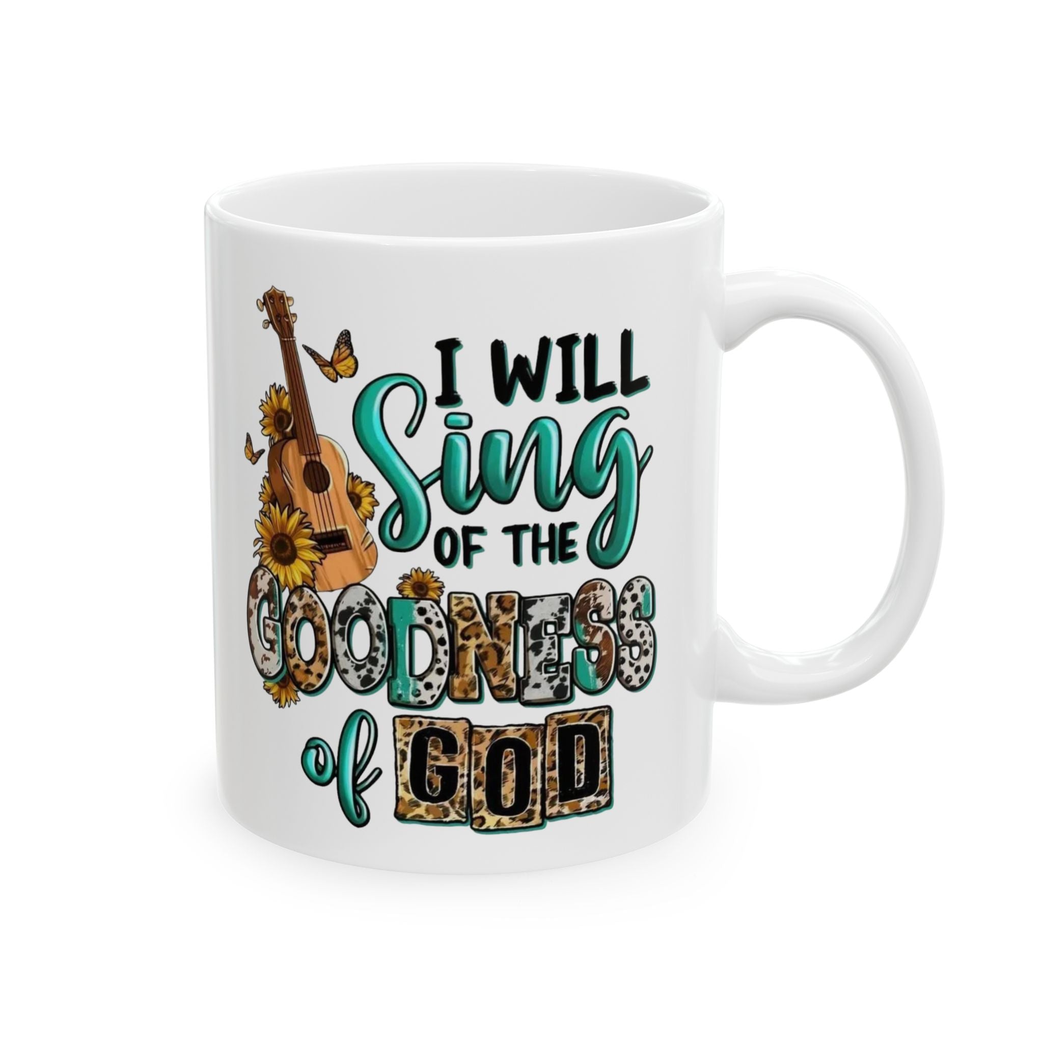 Vintage Floral Guitar Ceramic Mug - Boho Coffee Cup for Music Lovers, Perfect Gift for Birthdays, Anniversaries, or Housewarming
