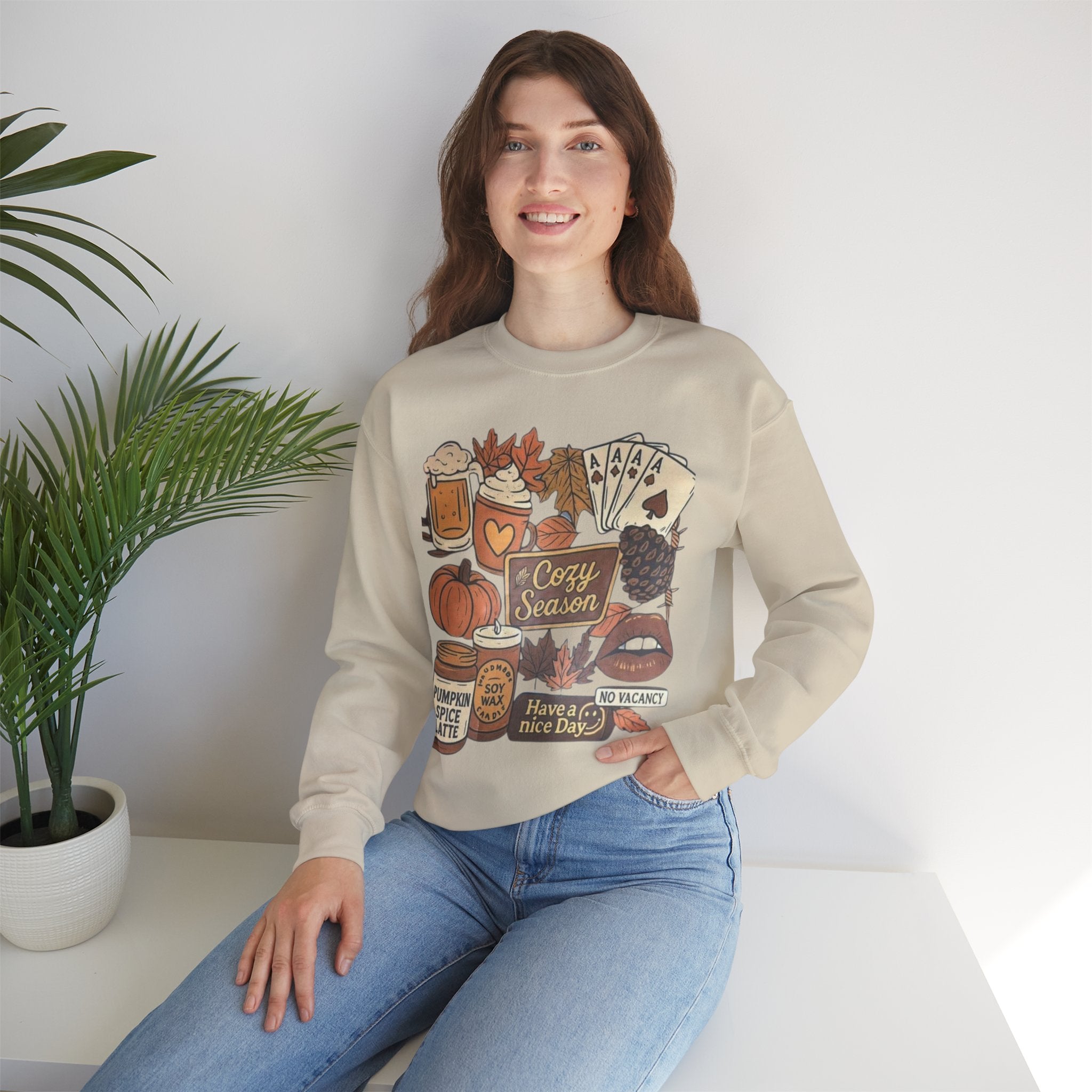 Cozy Fall Sweatshirt, Unisex Crewneck, Autumn Vibes, Pumpkin Spice Lover Gift, Seasonal Apparel, Thanksgiving Sweater