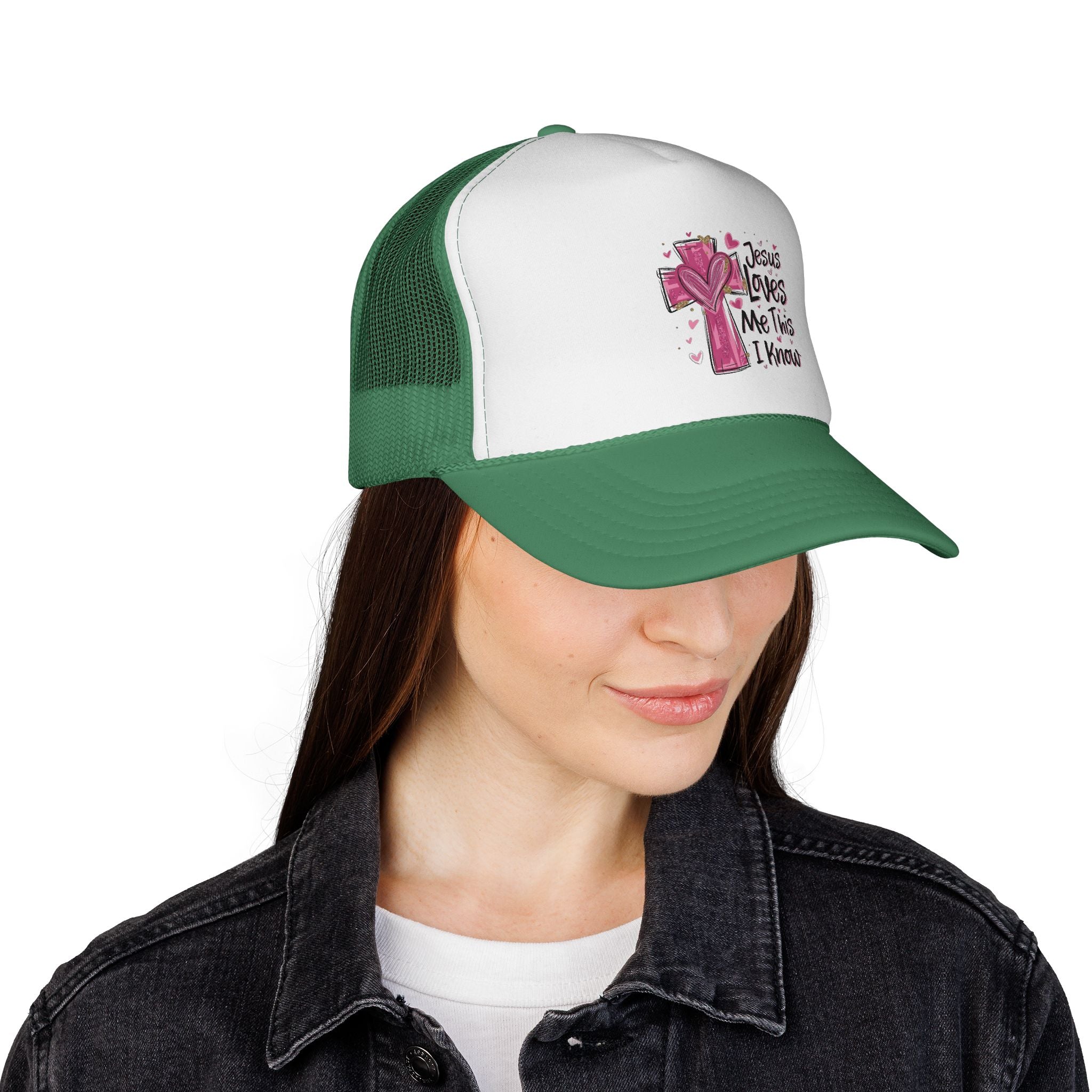Jesus Loves Me Trucker Cap, Christian Hat, Faith-Based Gift, Religious Apparel, Summer Accessory, Youthful Style
