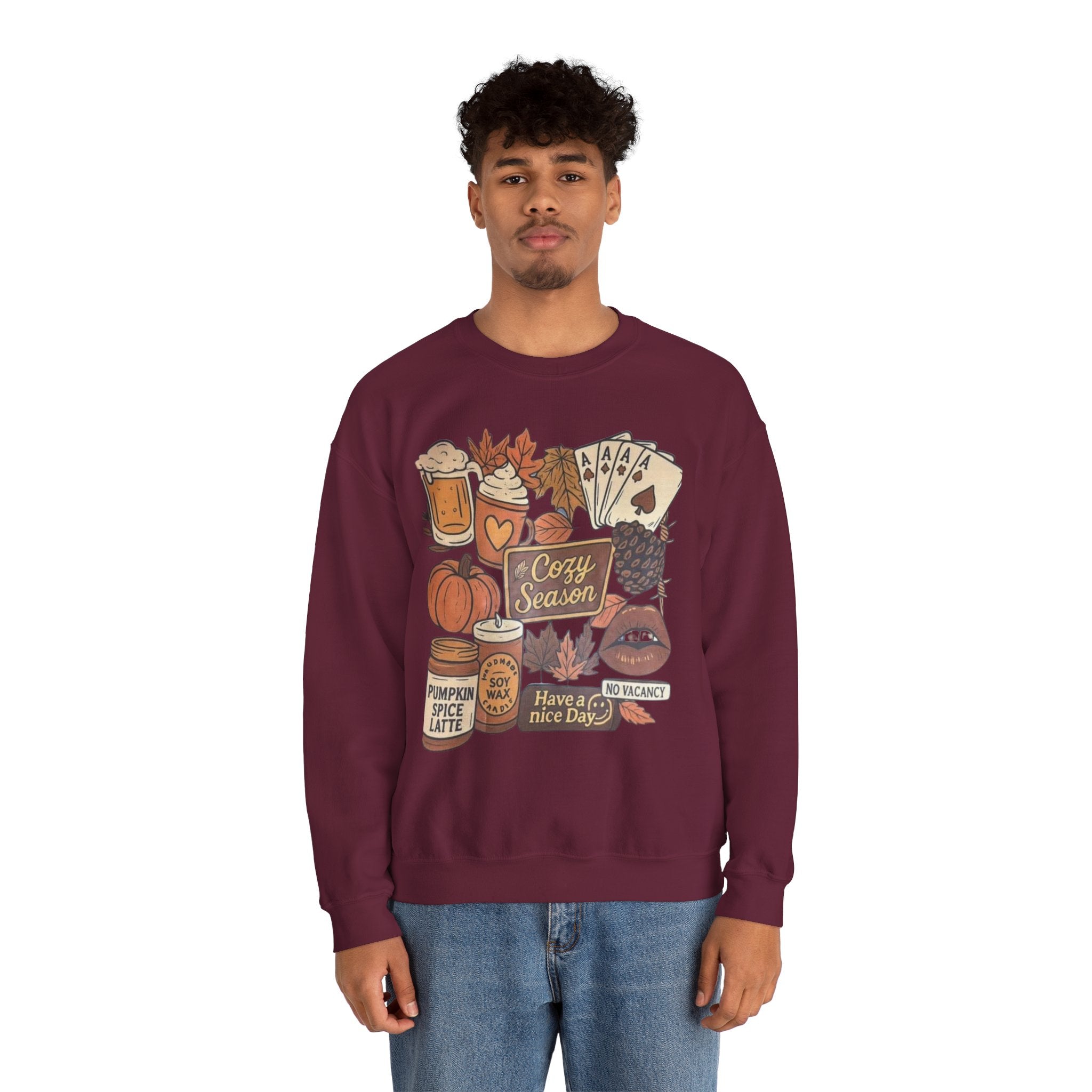 Cozy Fall Sweatshirt, Unisex Crewneck, Autumn Vibes, Pumpkin Spice Lover Gift, Seasonal Apparel, Thanksgiving Sweater