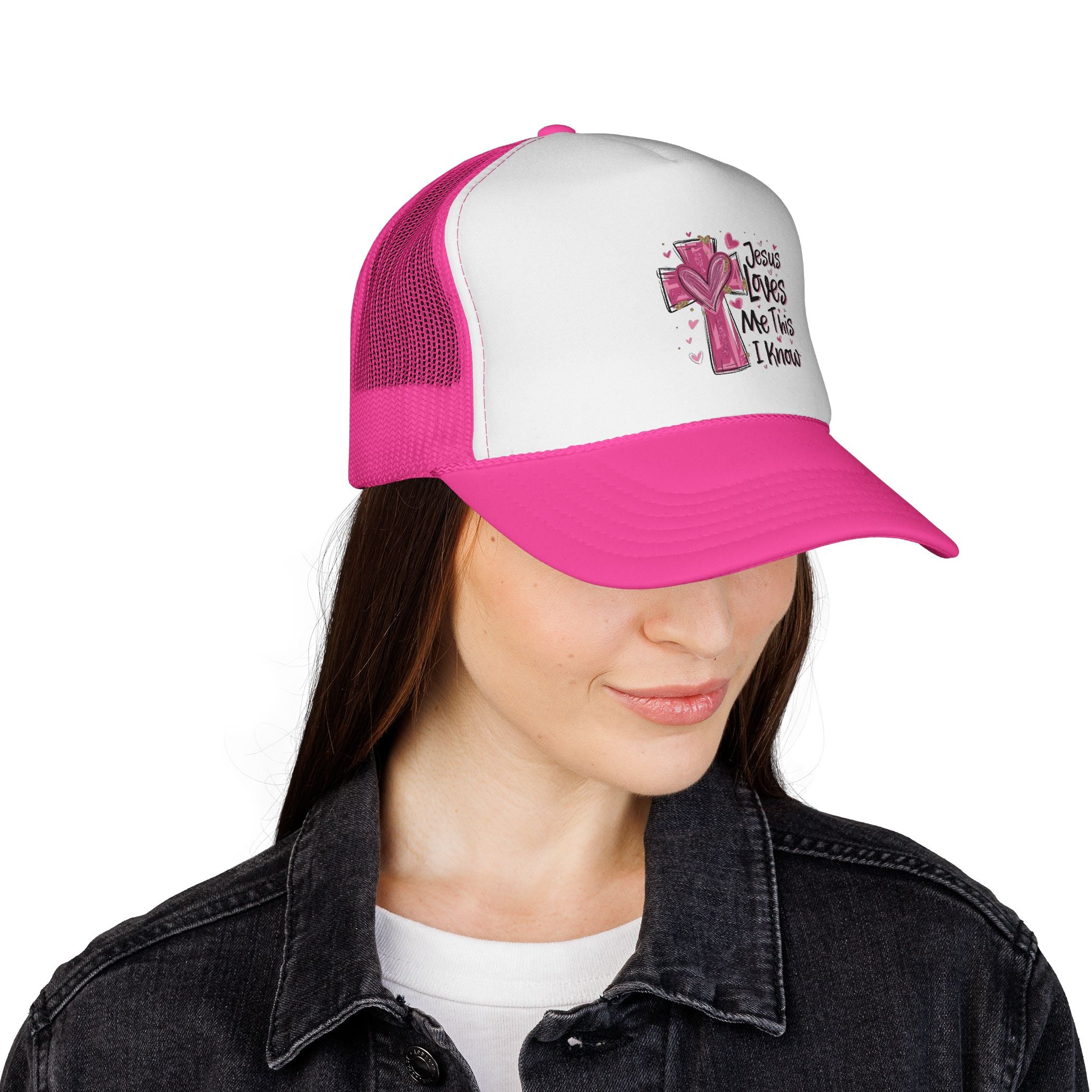 Jesus Loves Me Trucker Cap, Christian Hat, Faith-Based Gift, Religious Apparel, Summer Accessory, Youthful Style