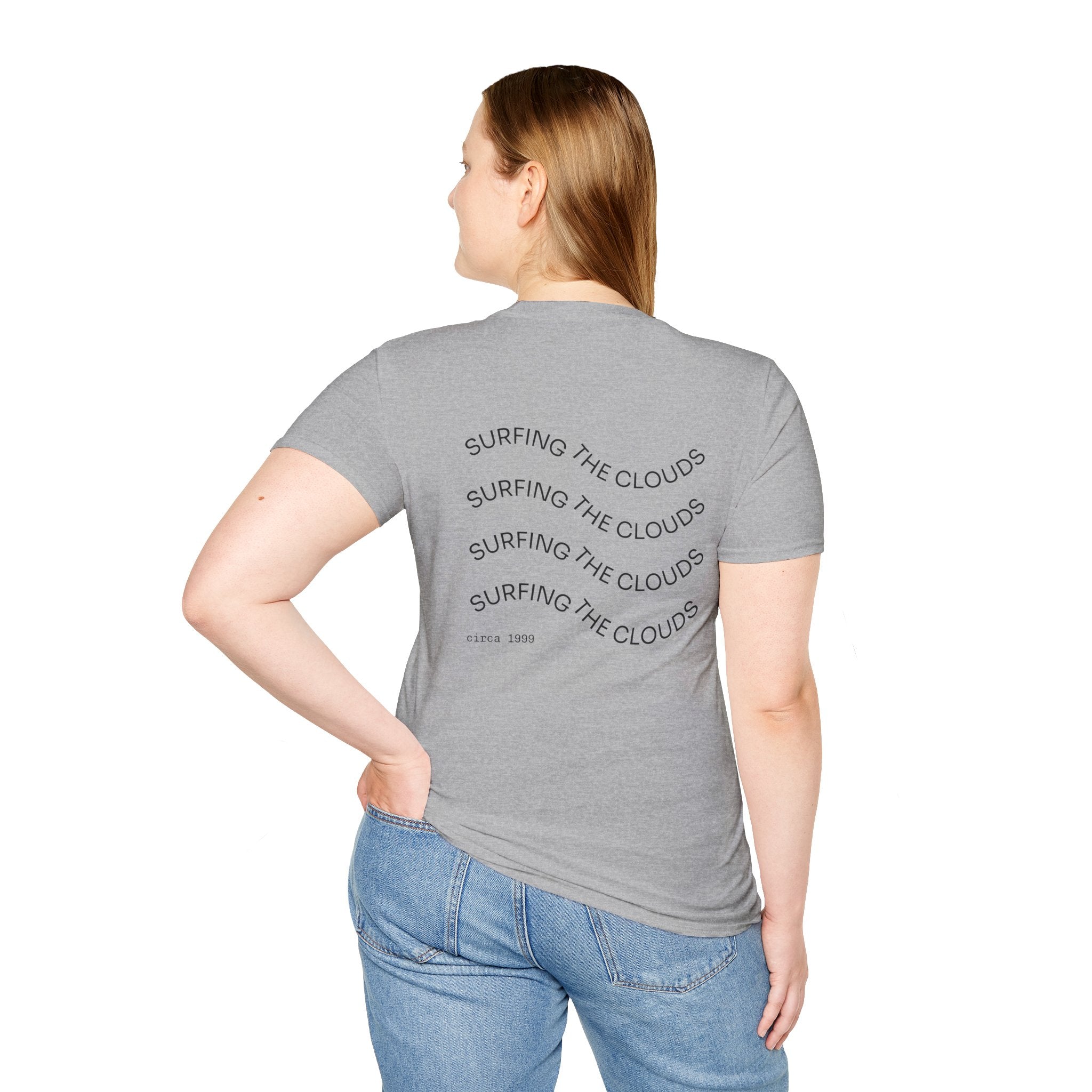 Playful Unicorn Graphic Tee, Surfer Style T-Shirt for Fun Lovers, Perfect Gift for Birthdays, Festivals, Casual Wear, Unisex Softstyle Shirt