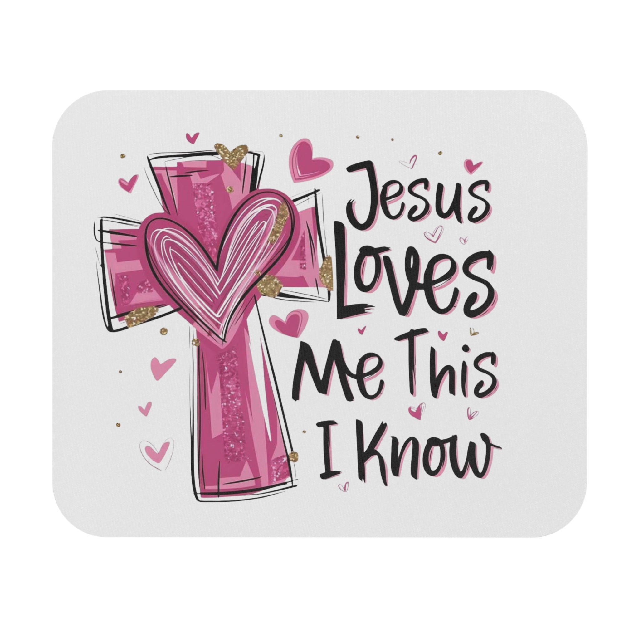 Jesus Loves Me Mouse Pad, Christian Decor, Inspirational Gift, Office Supplies, Faith-Based Home Office