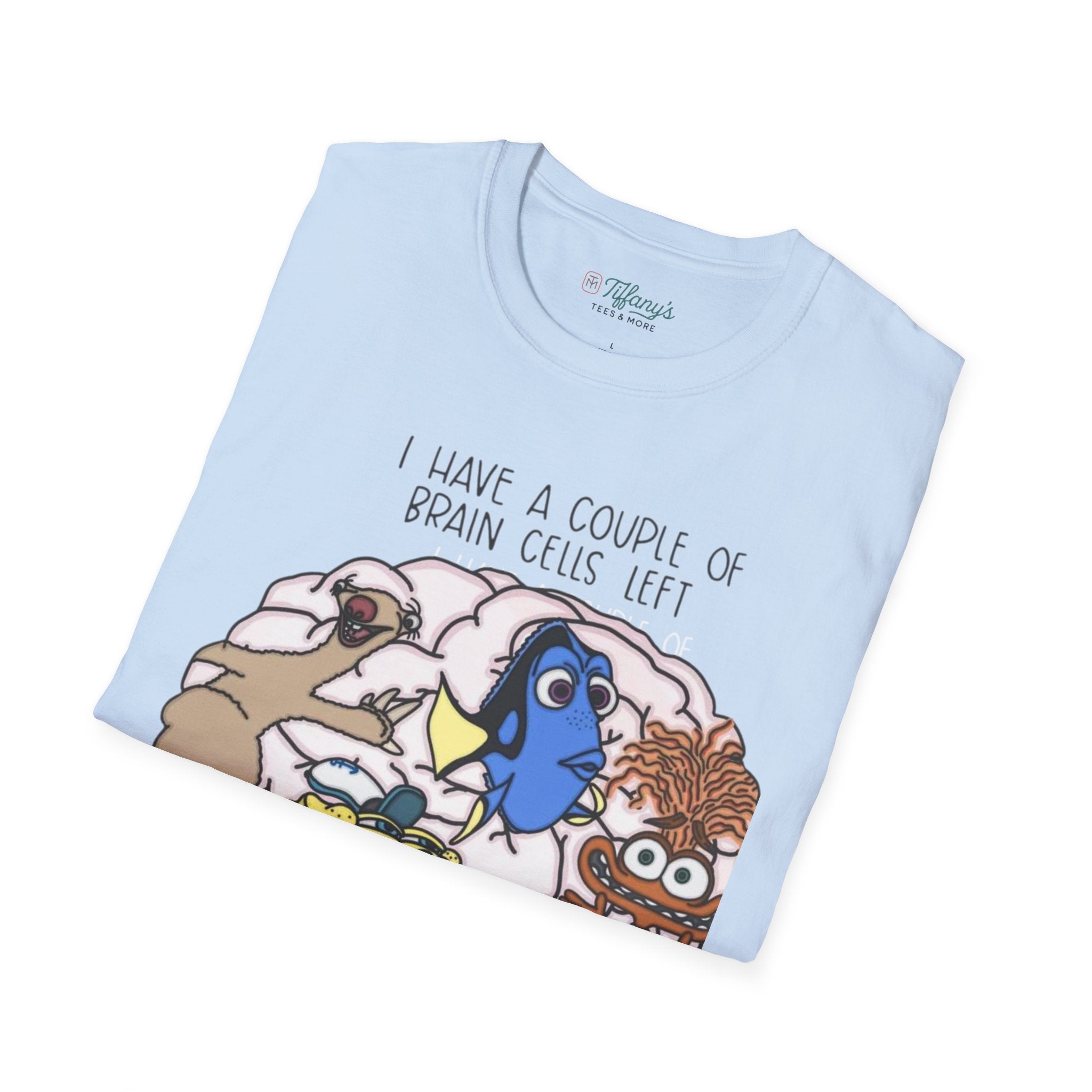 SpongeBob, Dory, anxiety. Brain Cells Left Unisex T-Shirt, Funny Graphic Tee, Casual Wear, Gift for Friends, Birthday Apparel