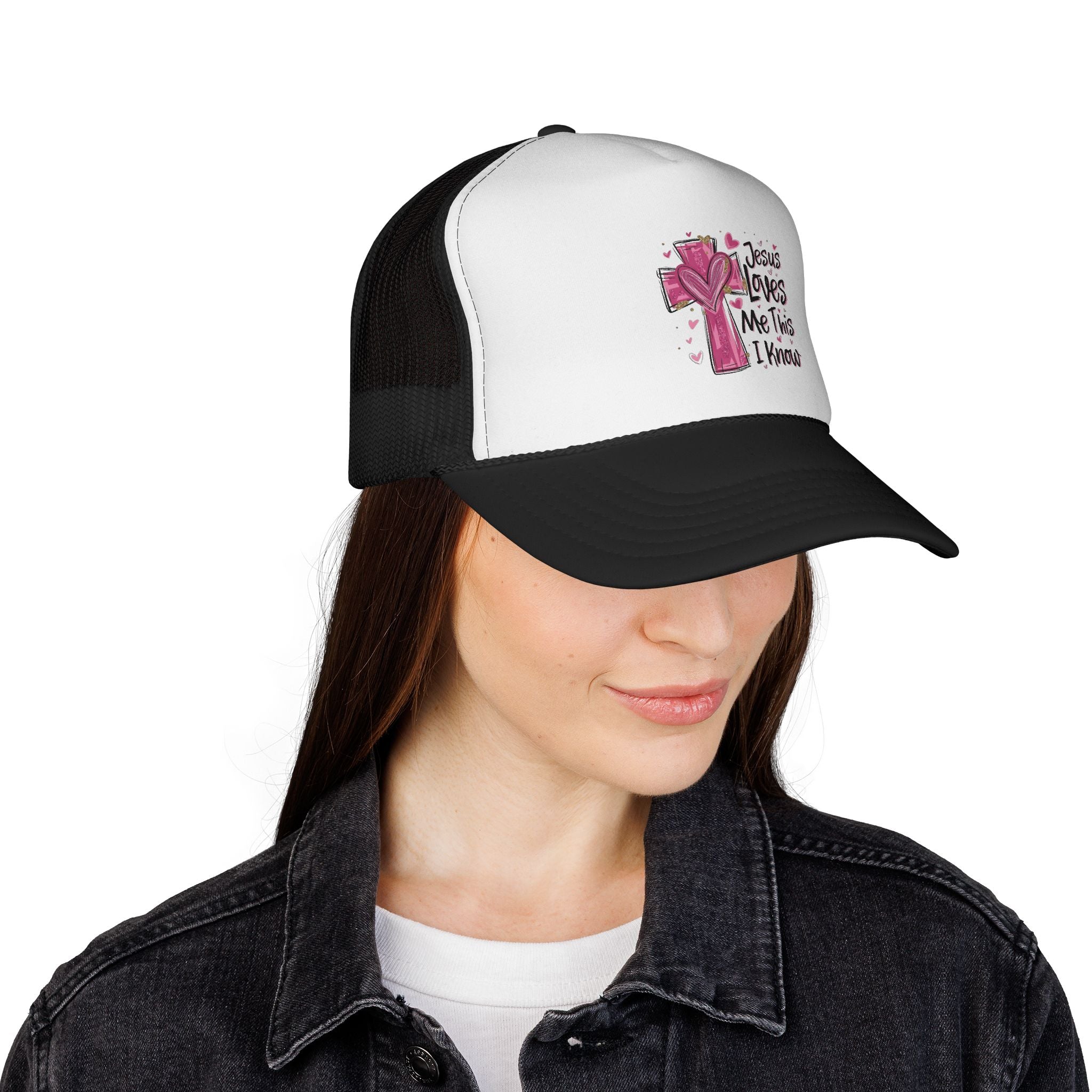 Jesus Loves Me Trucker Cap, Christian Hat, Faith-Based Gift, Religious Apparel, Summer Accessory, Youthful Style