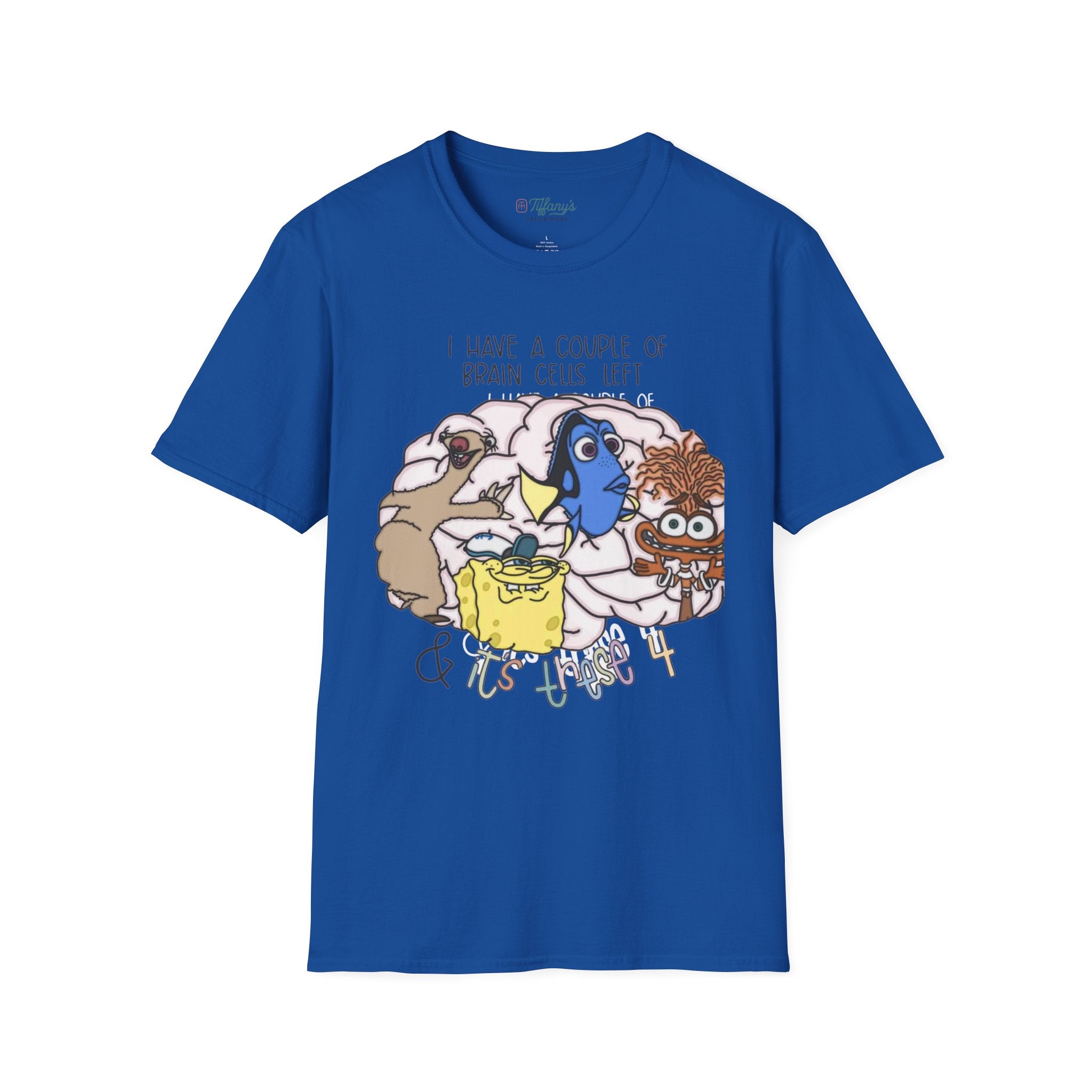 SpongeBob, Dory, anxiety. Brain Cells Left Unisex T-Shirt, Funny Graphic Tee, Casual Wear, Gift for Friends, Birthday Apparel