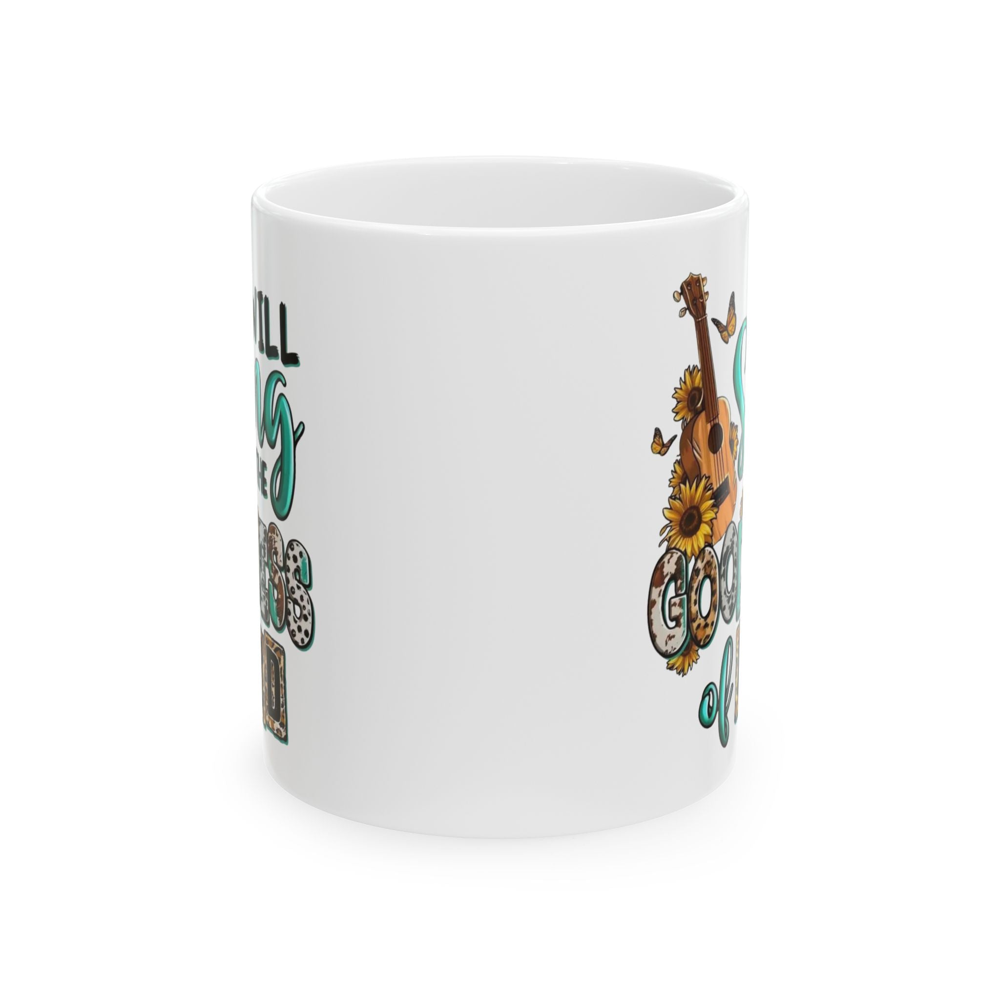 Vintage Floral Guitar Ceramic Mug - Boho Coffee Cup for Music Lovers, Perfect Gift for Birthdays, Anniversaries, or Housewarming