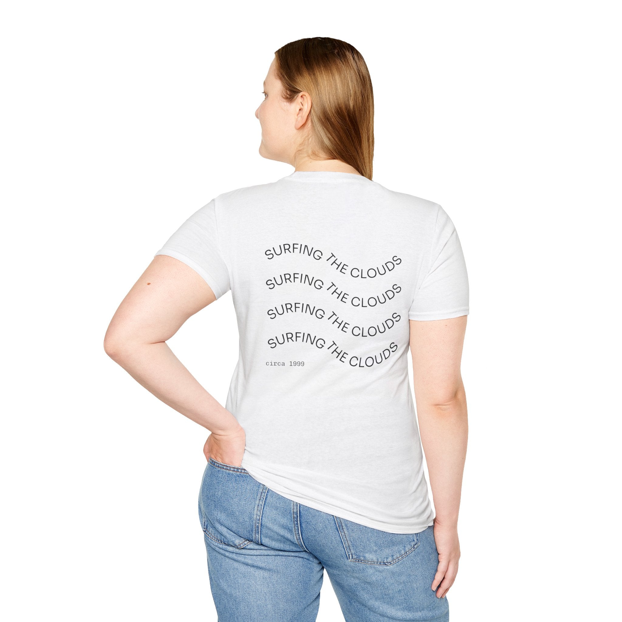 Playful Unicorn Graphic Tee, Surfer Style T-Shirt for Fun Lovers, Perfect Gift for Birthdays, Festivals, Casual Wear, Unisex Softstyle Shirt