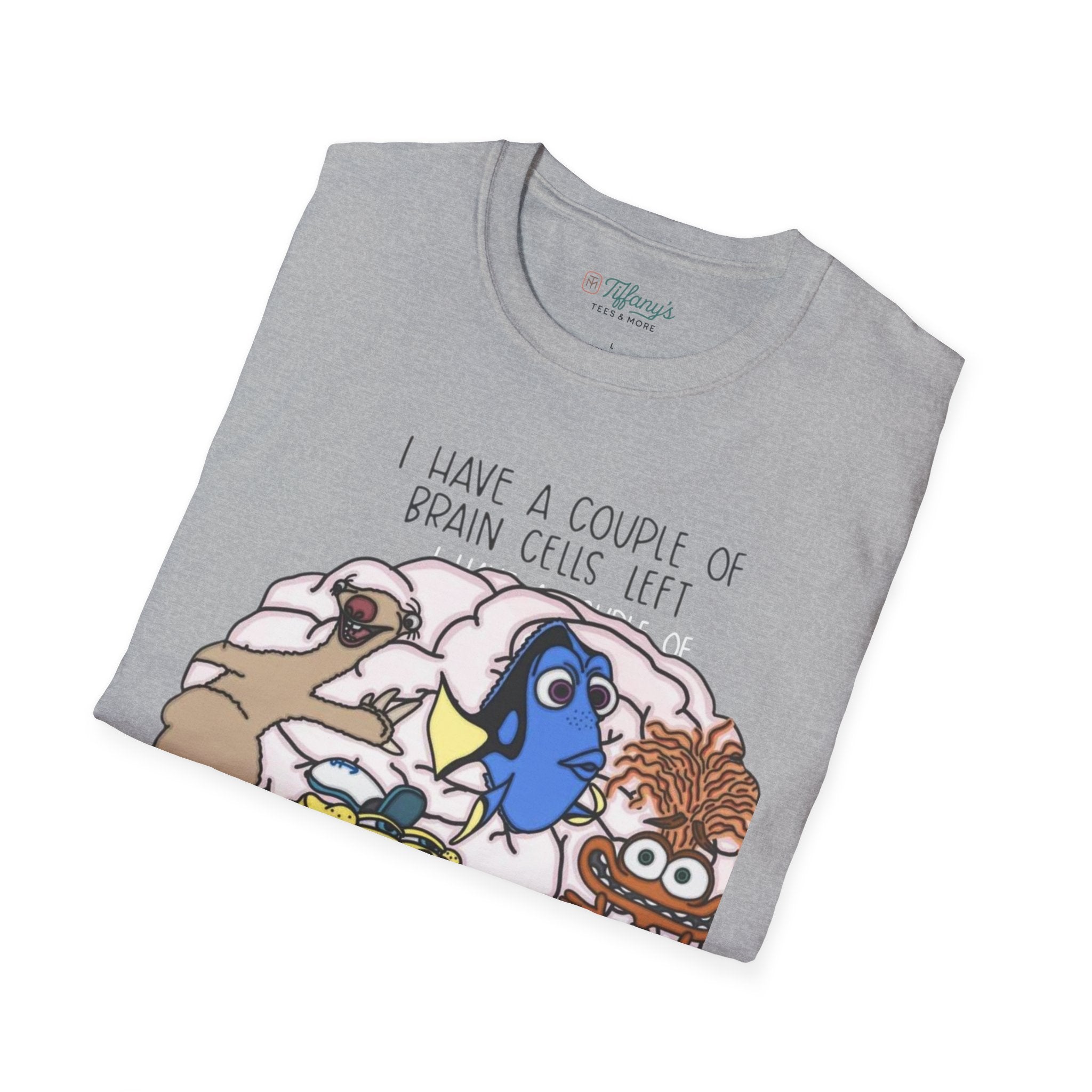 SpongeBob, Dory, anxiety. Brain Cells Left Unisex T-Shirt, Funny Graphic Tee, Casual Wear, Gift for Friends, Birthday Apparel