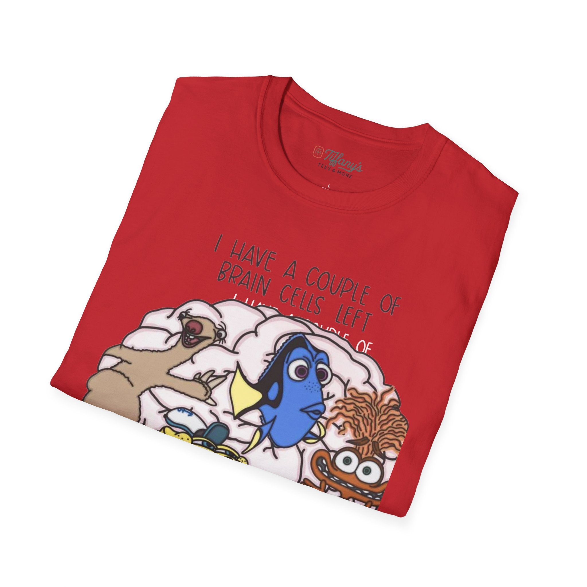 SpongeBob, Dory, anxiety. Brain Cells Left Unisex T-Shirt, Funny Graphic Tee, Casual Wear, Gift for Friends, Birthday Apparel