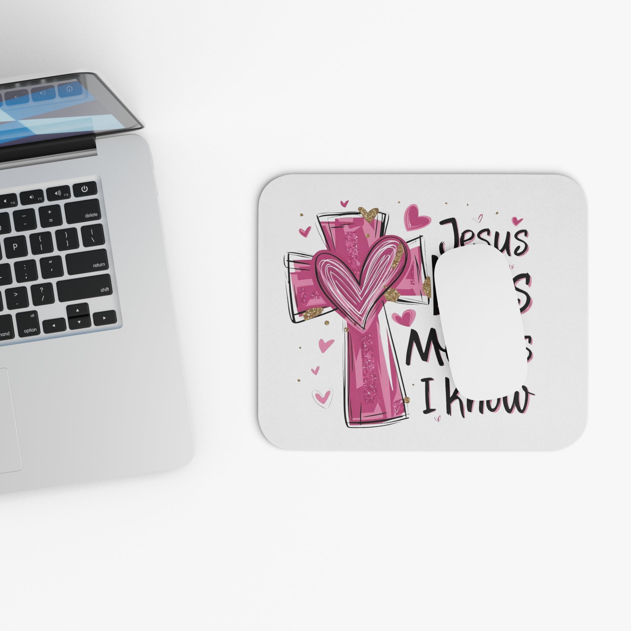Jesus Loves Me Mouse Pad, Christian Decor, Inspirational Gift, Office Supplies, Faith-Based Home Office