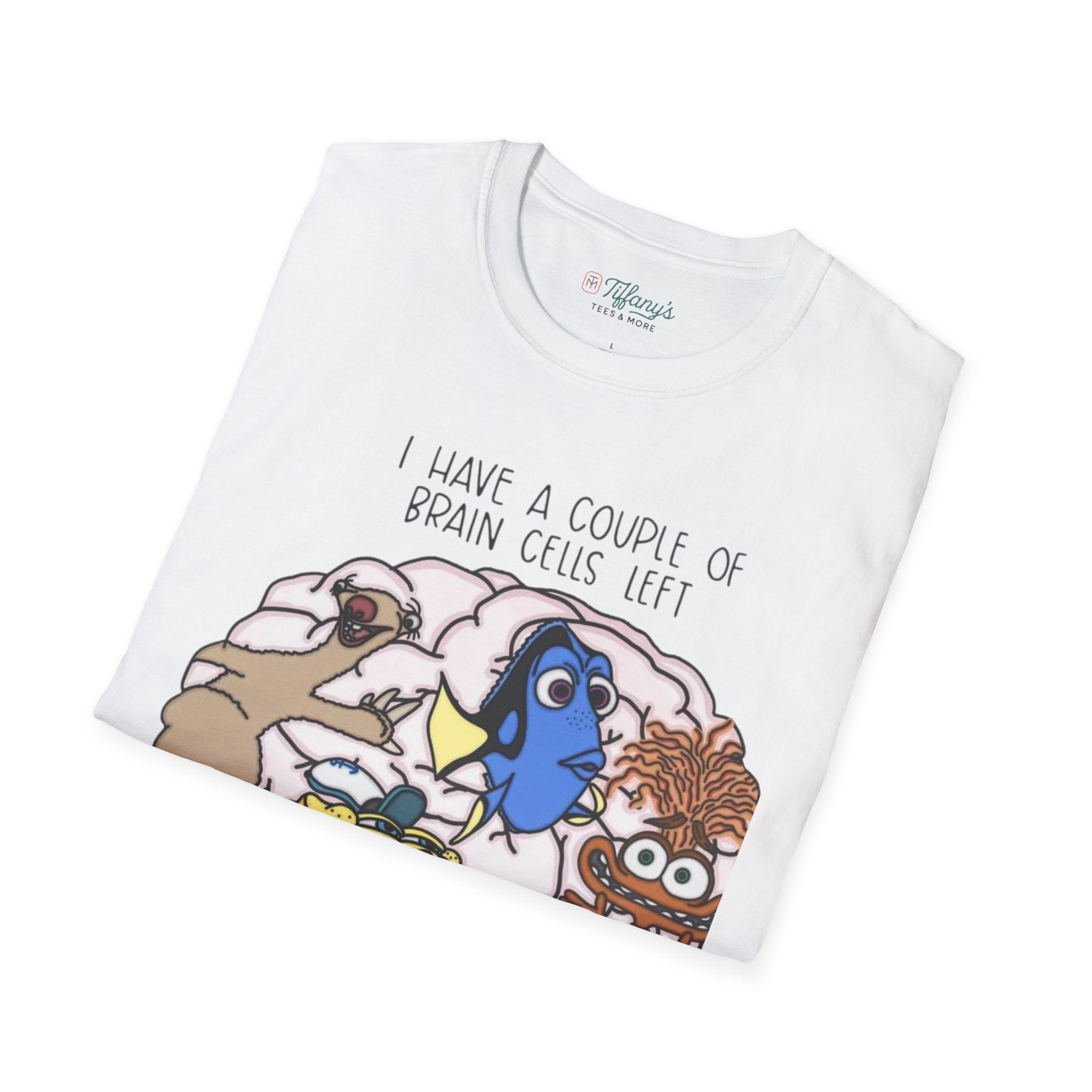 SpongeBob, Dory, anxiety. Brain Cells Left Unisex T-Shirt, Funny Graphic Tee, Casual Wear, Gift for Friends, Birthday Apparel