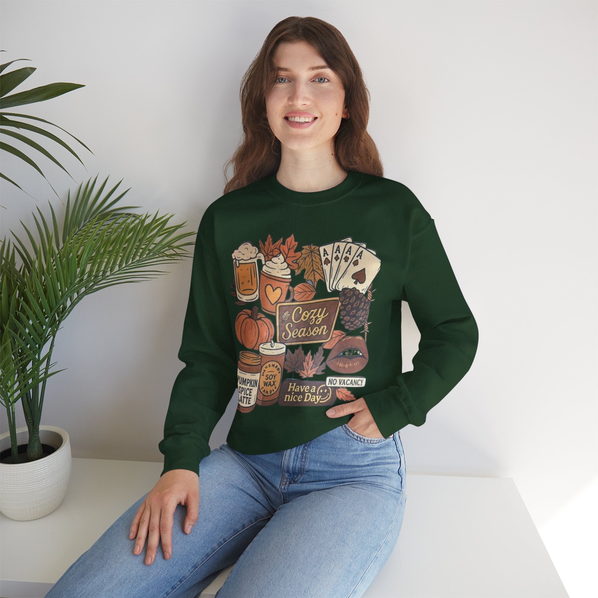 Cozy Fall Sweatshirt, Unisex Crewneck, Autumn Vibes, Pumpkin Spice Lover Gift, Seasonal Apparel, Thanksgiving Sweater