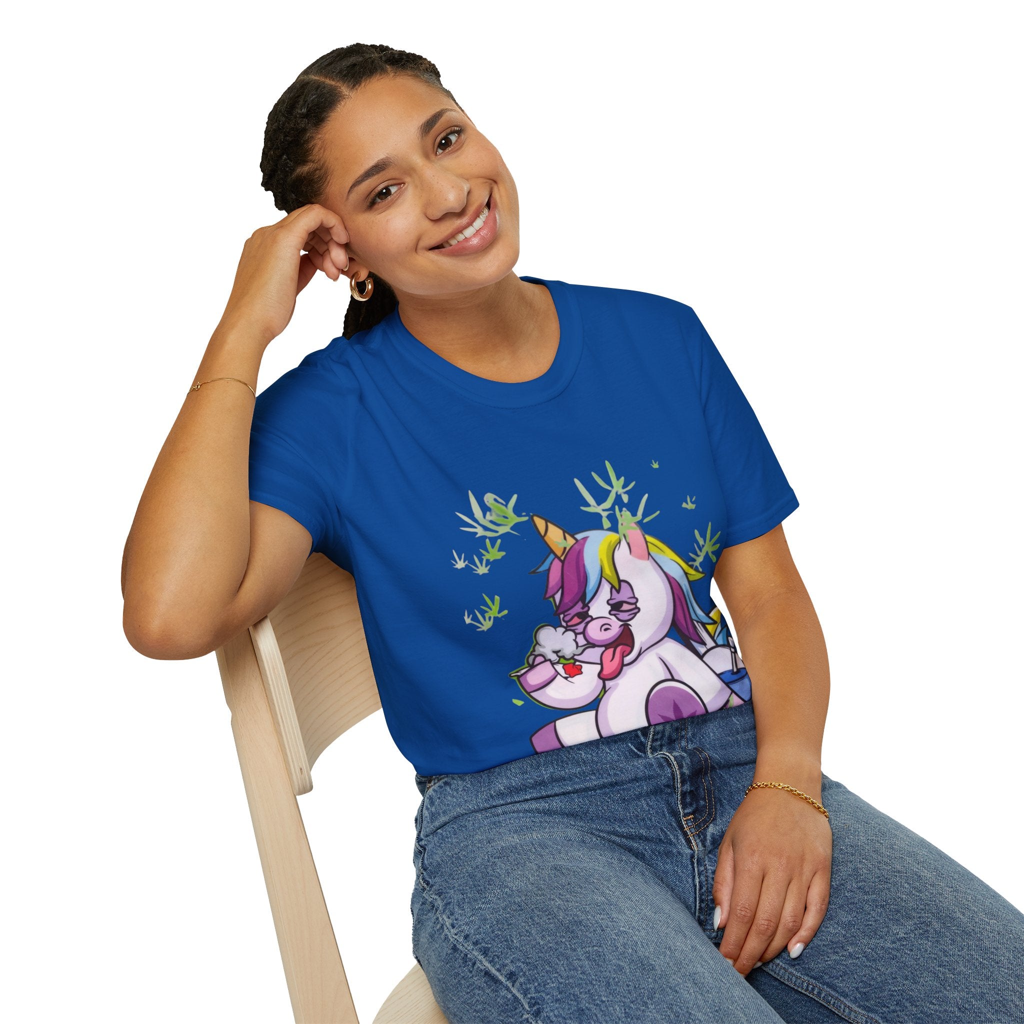 Playful Unicorn Graphic Tee, Surfer Style T-Shirt for Fun Lovers, Perfect Gift for Birthdays, Festivals, Casual Wear, Unisex Softstyle Shirt