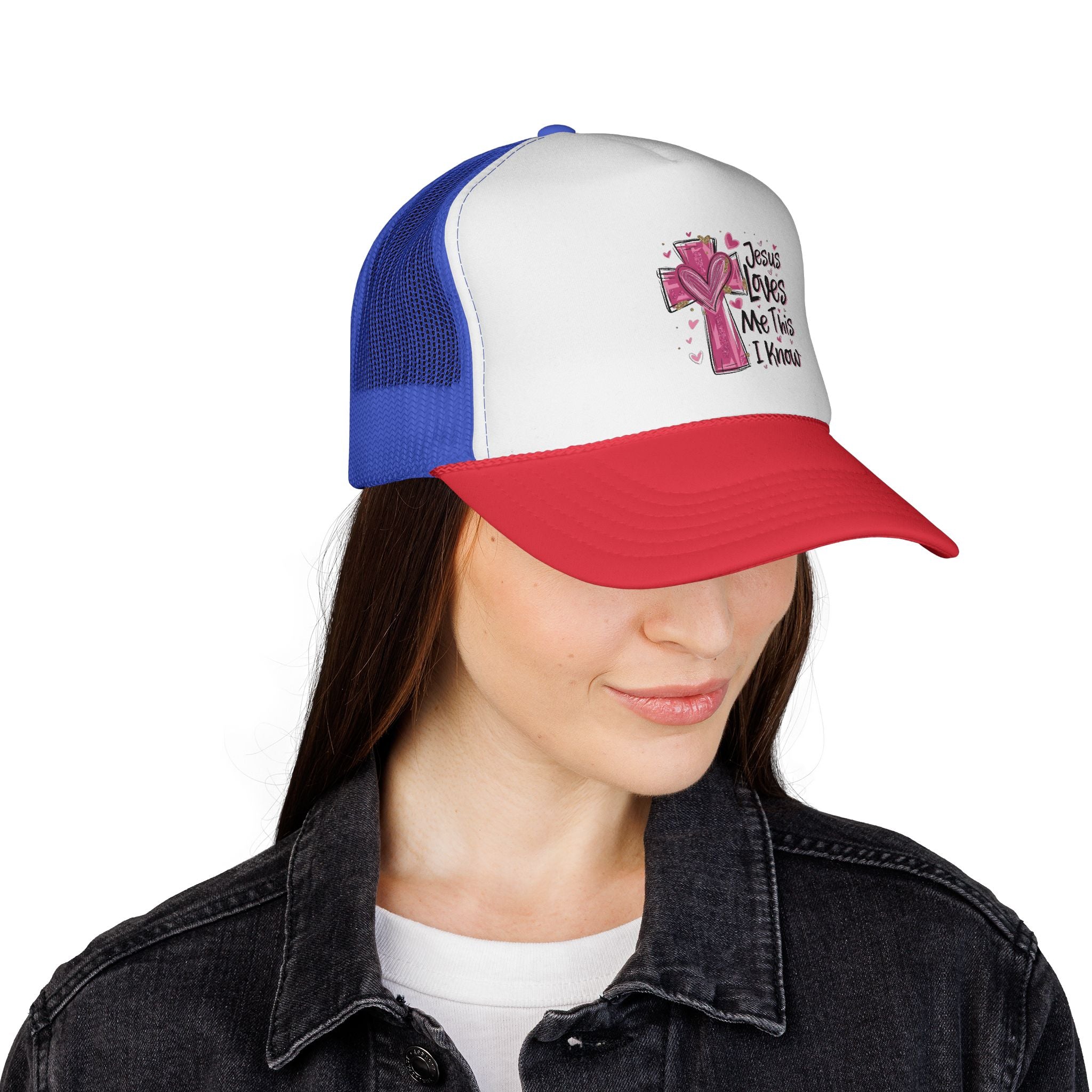 Jesus Loves Me Trucker Cap, Christian Hat, Faith-Based Gift, Religious Apparel, Summer Accessory, Youthful Style