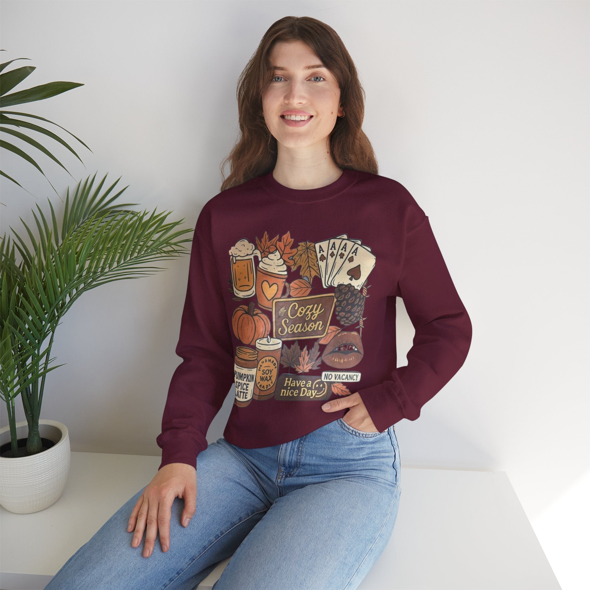 Cozy Fall Sweatshirt, Unisex Crewneck, Autumn Vibes, Pumpkin Spice Lover Gift, Seasonal Apparel, Thanksgiving Sweater