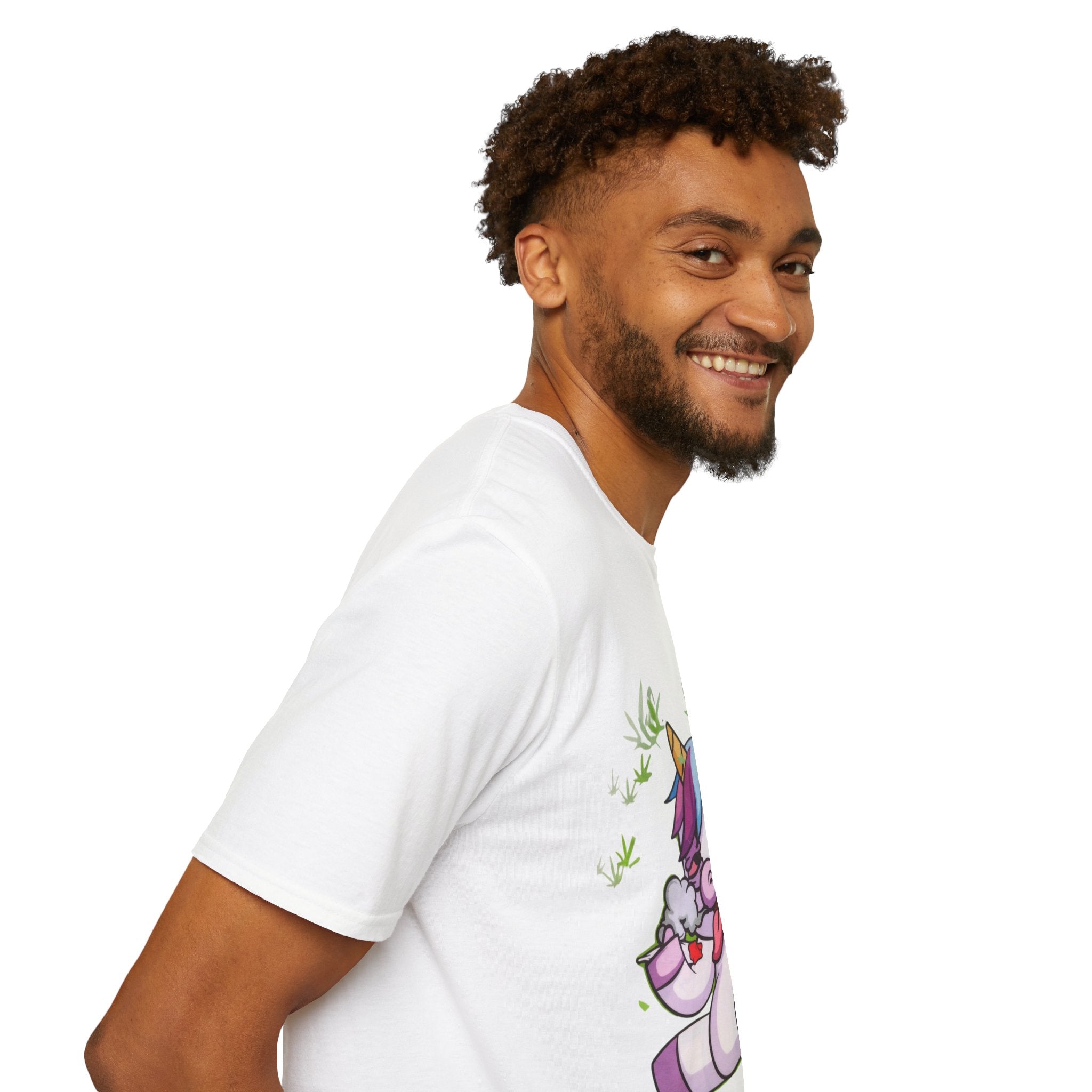Playful Unicorn Graphic Tee, Surfer Style T-Shirt for Fun Lovers, Perfect Gift for Birthdays, Festivals, Casual Wear, Unisex Softstyle Shirt