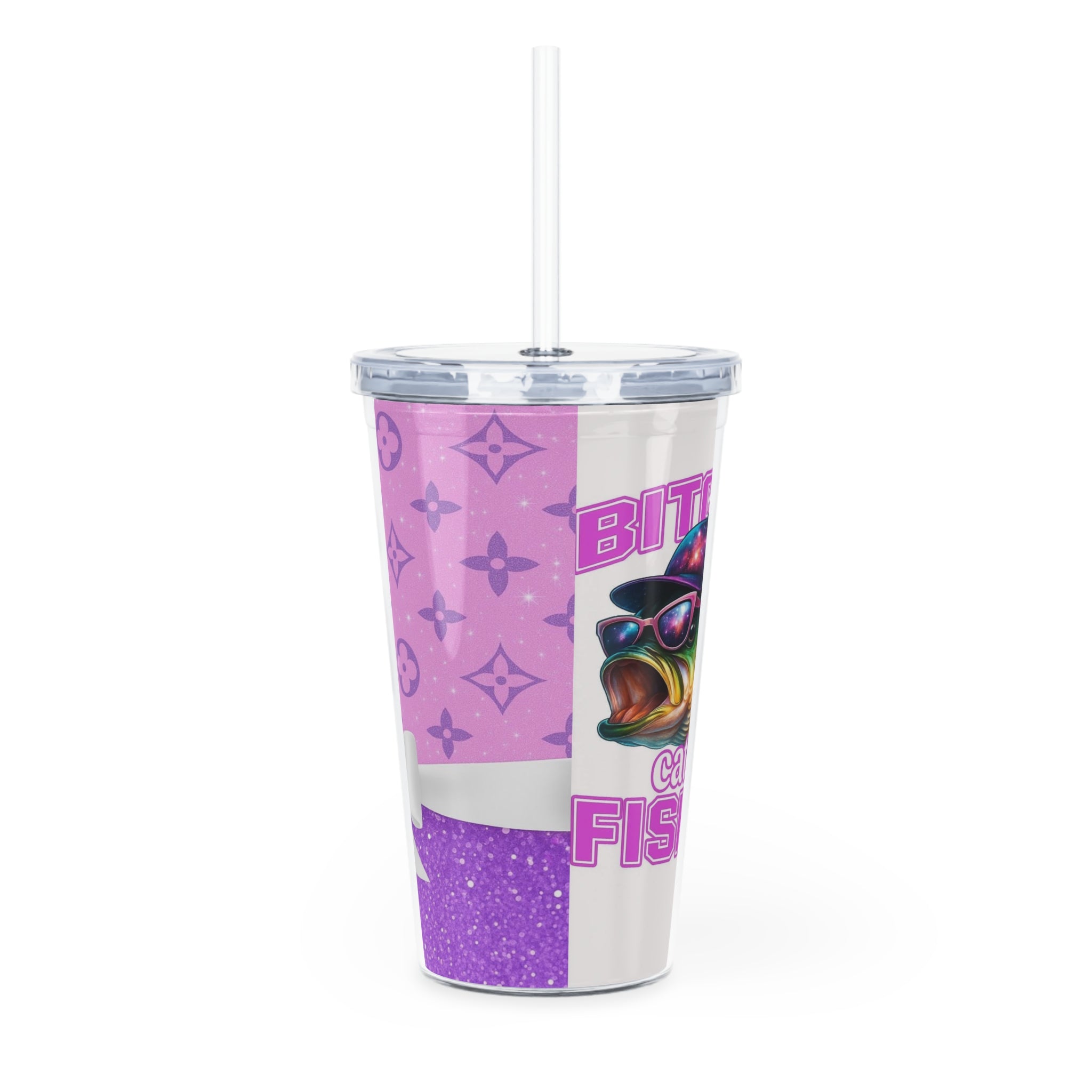Fishing Lover's Plastic Tumbler with Straw, Perfect for Outdoors, Fishing Gifts, Summer Sips, Catch of the Day Drinkware