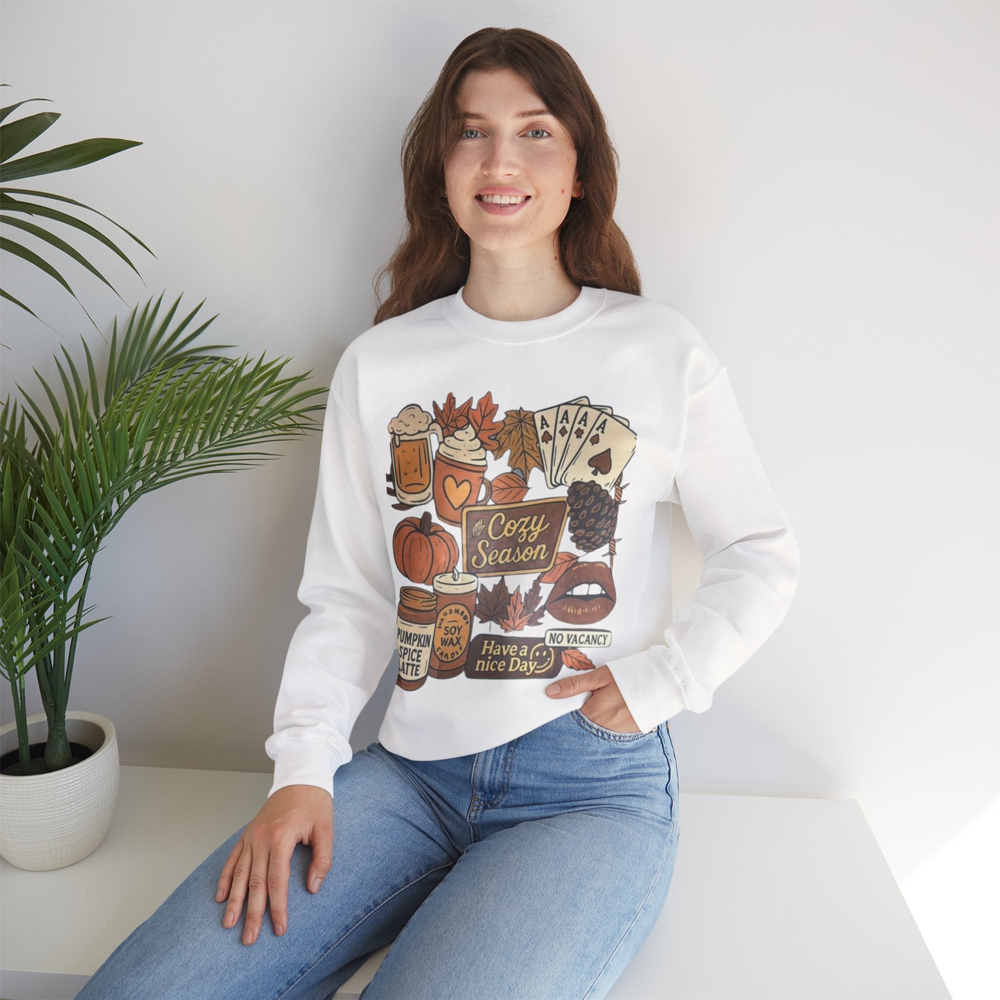 Cozy Fall Sweatshirt, Unisex Crewneck, Autumn Vibes, Pumpkin Spice Lover Gift, Seasonal Apparel, Thanksgiving Sweater