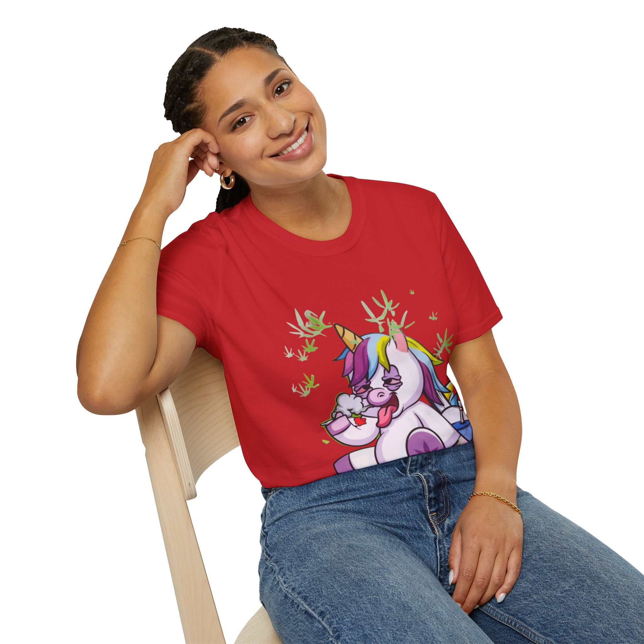 Playful Unicorn Graphic Tee, Surfer Style T-Shirt for Fun Lovers, Perfect Gift for Birthdays, Festivals, Casual Wear, Unisex Softstyle Shirt