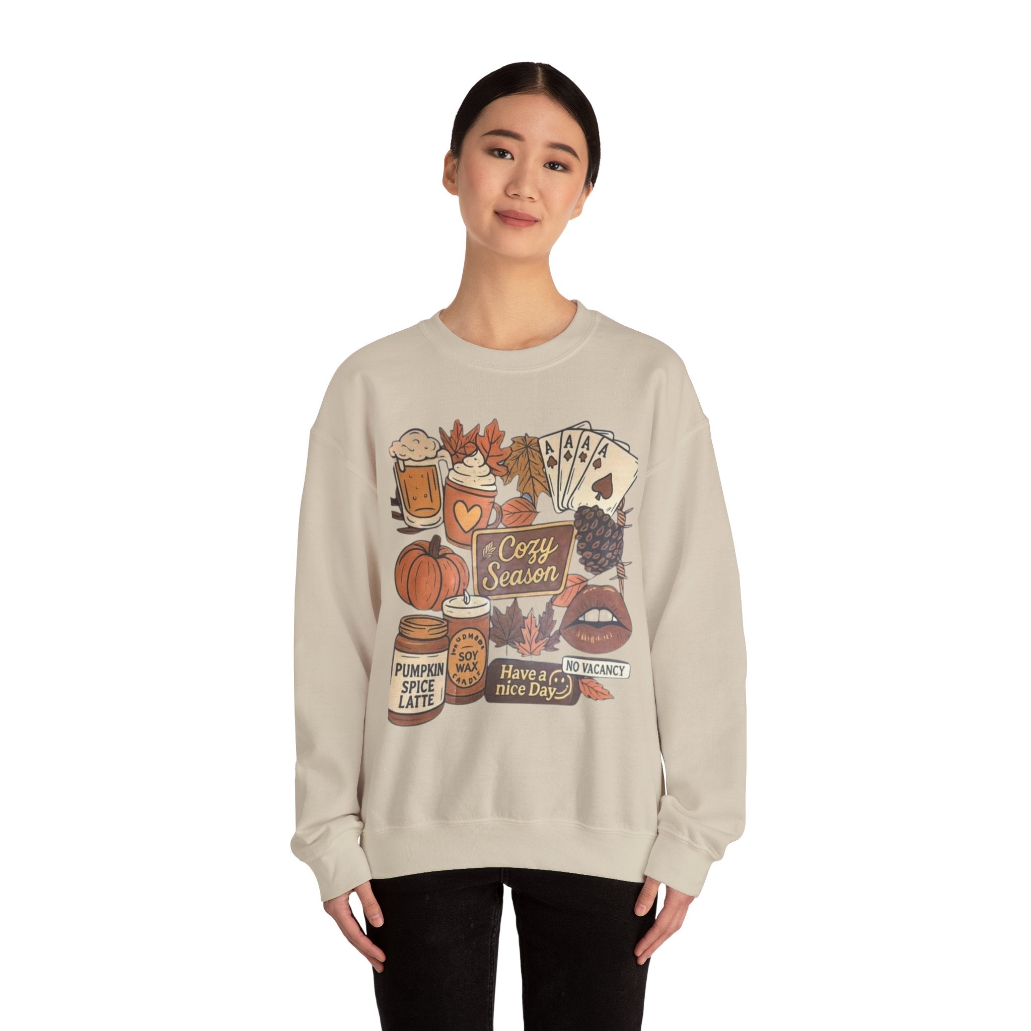 Cozy Fall Sweatshirt, Unisex Crewneck, Autumn Vibes, Pumpkin Spice Lover Gift, Seasonal Apparel, Thanksgiving Sweater