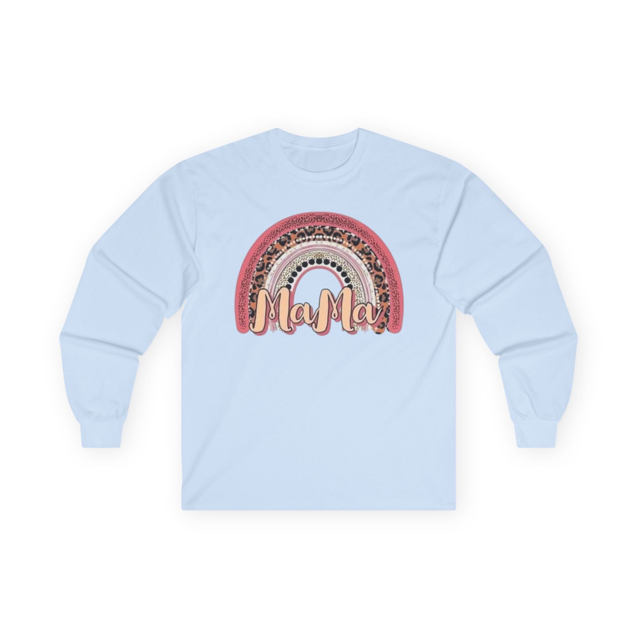 Mama Rainbow Long Sleeve Tee, Mother's Day Gift, Cozy Casual Wear, Boho Style Shirt, Gift for New Moms, Spring Fashion