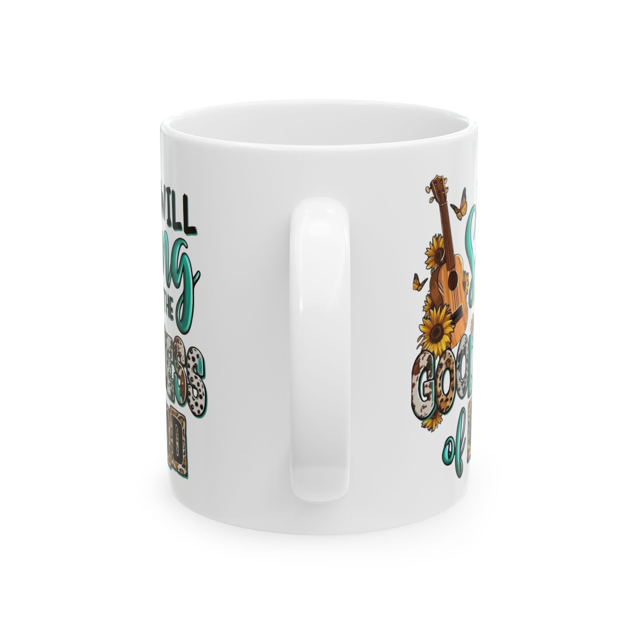Vintage Floral Guitar Ceramic Mug - Boho Coffee Cup for Music Lovers, Perfect Gift for Birthdays, Anniversaries, or Housewarming