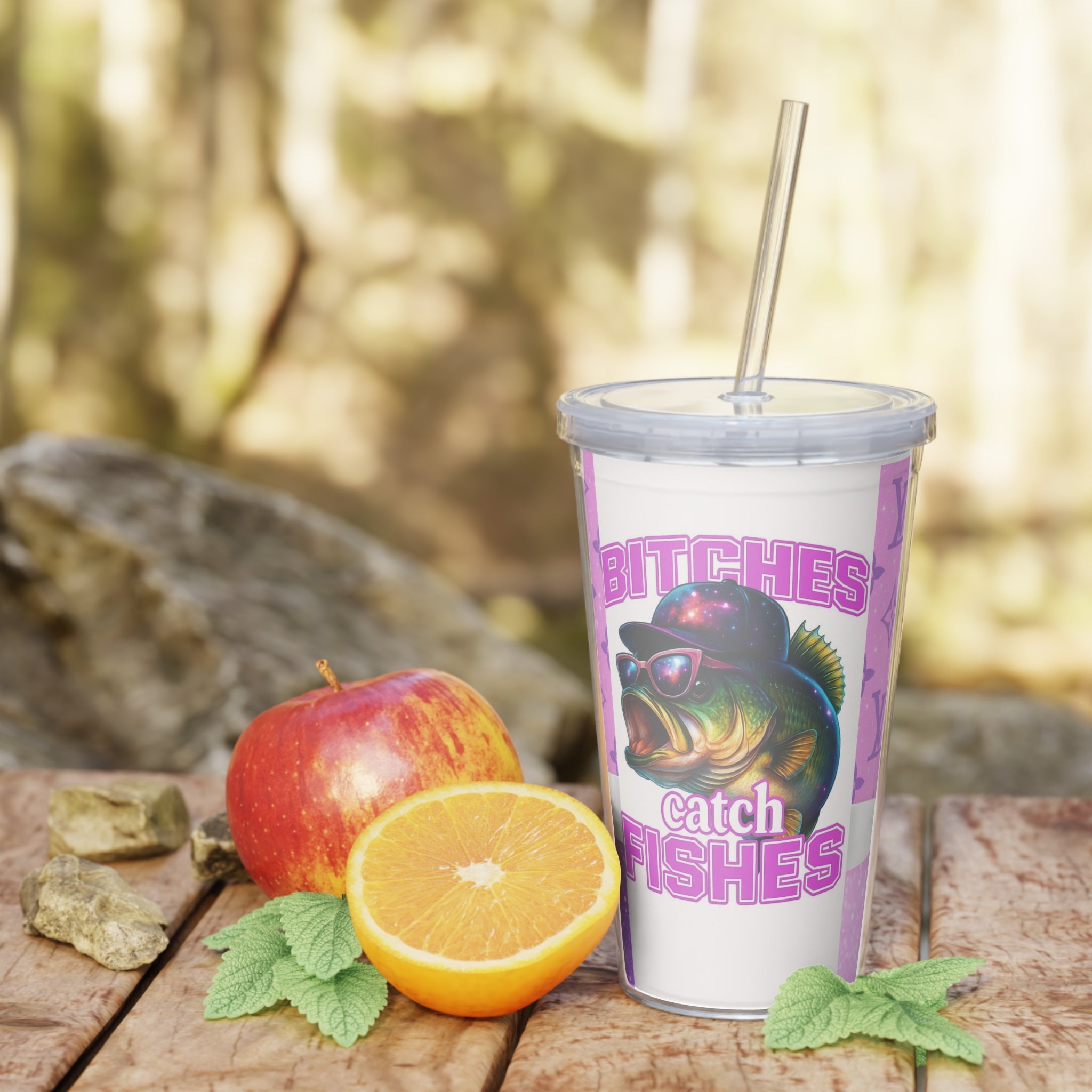Fishing Lover's Plastic Tumbler with Straw, Perfect for Outdoors, Fishing Gifts, Summer Sips, Catch of the Day Drinkware