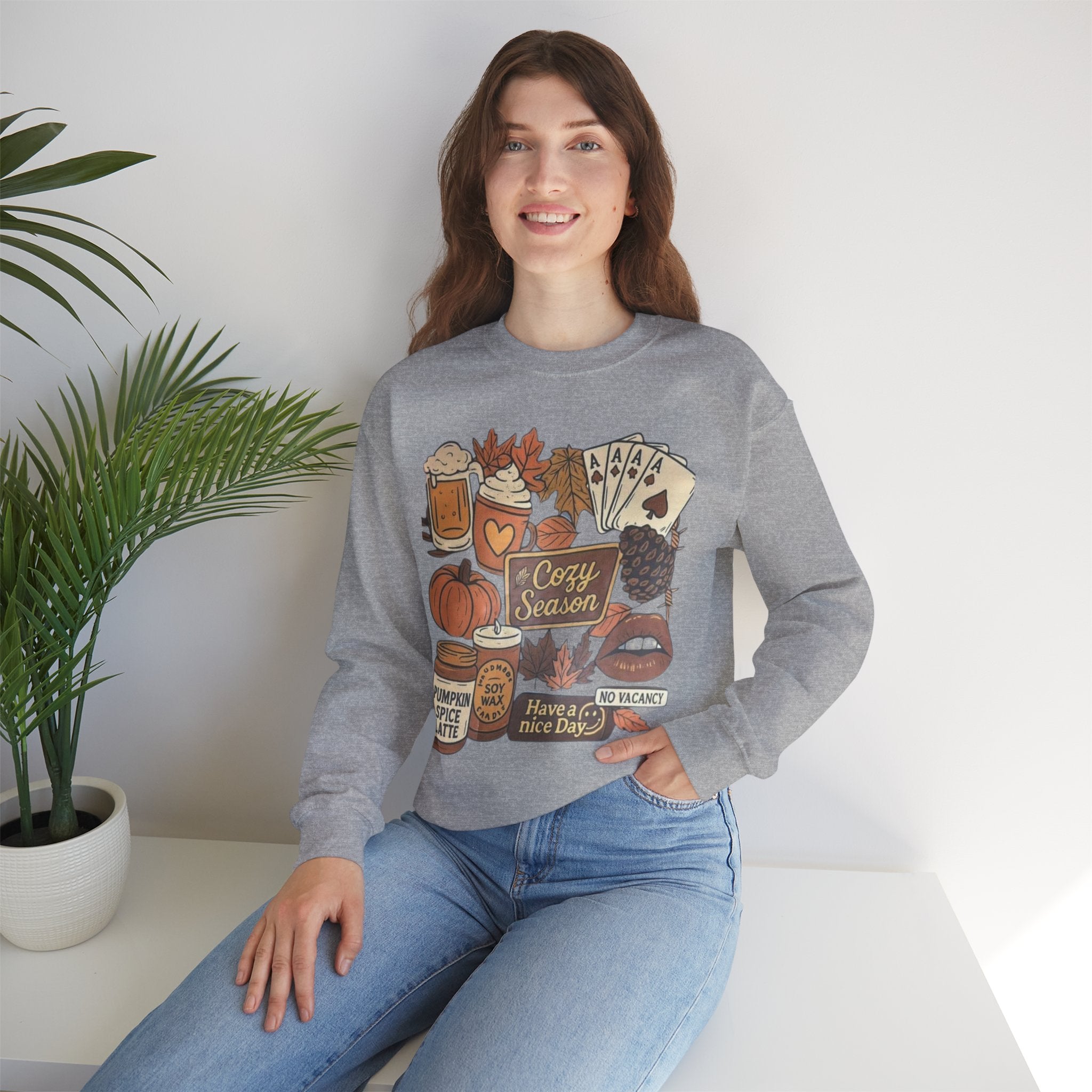 Cozy Fall Sweatshirt, Unisex Crewneck, Autumn Vibes, Pumpkin Spice Lover Gift, Seasonal Apparel, Thanksgiving Sweater