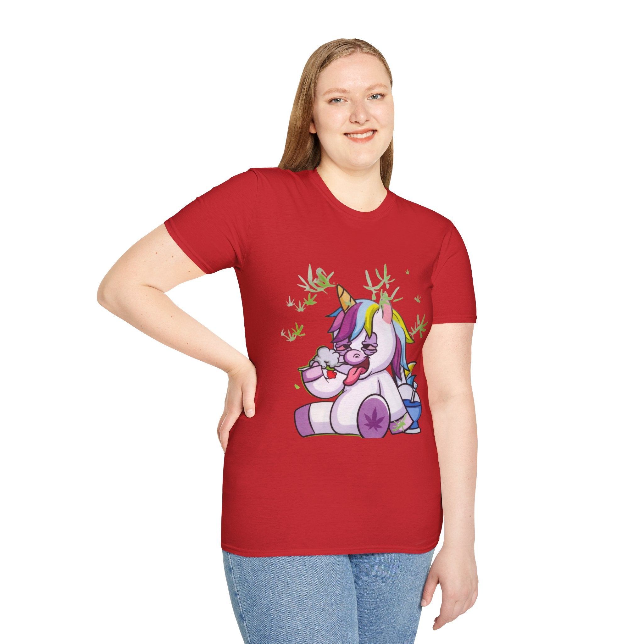 Playful Unicorn Graphic Tee, Surfer Style T-Shirt for Fun Lovers, Perfect Gift for Birthdays, Festivals, Casual Wear, Unisex Softstyle Shirt