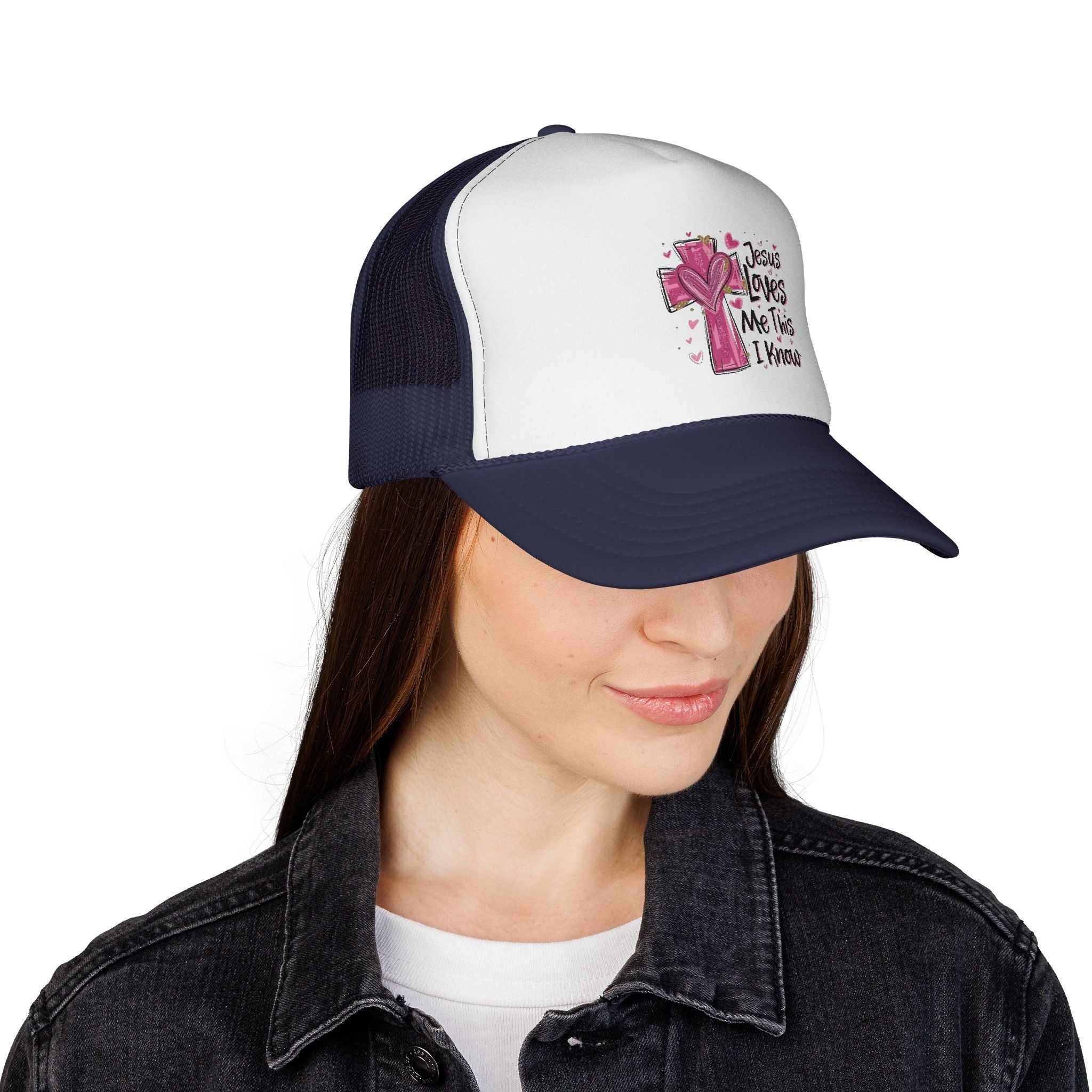 Jesus Loves Me Trucker Cap, Christian Hat, Faith-Based Gift, Religious Apparel, Summer Accessory, Youthful Style