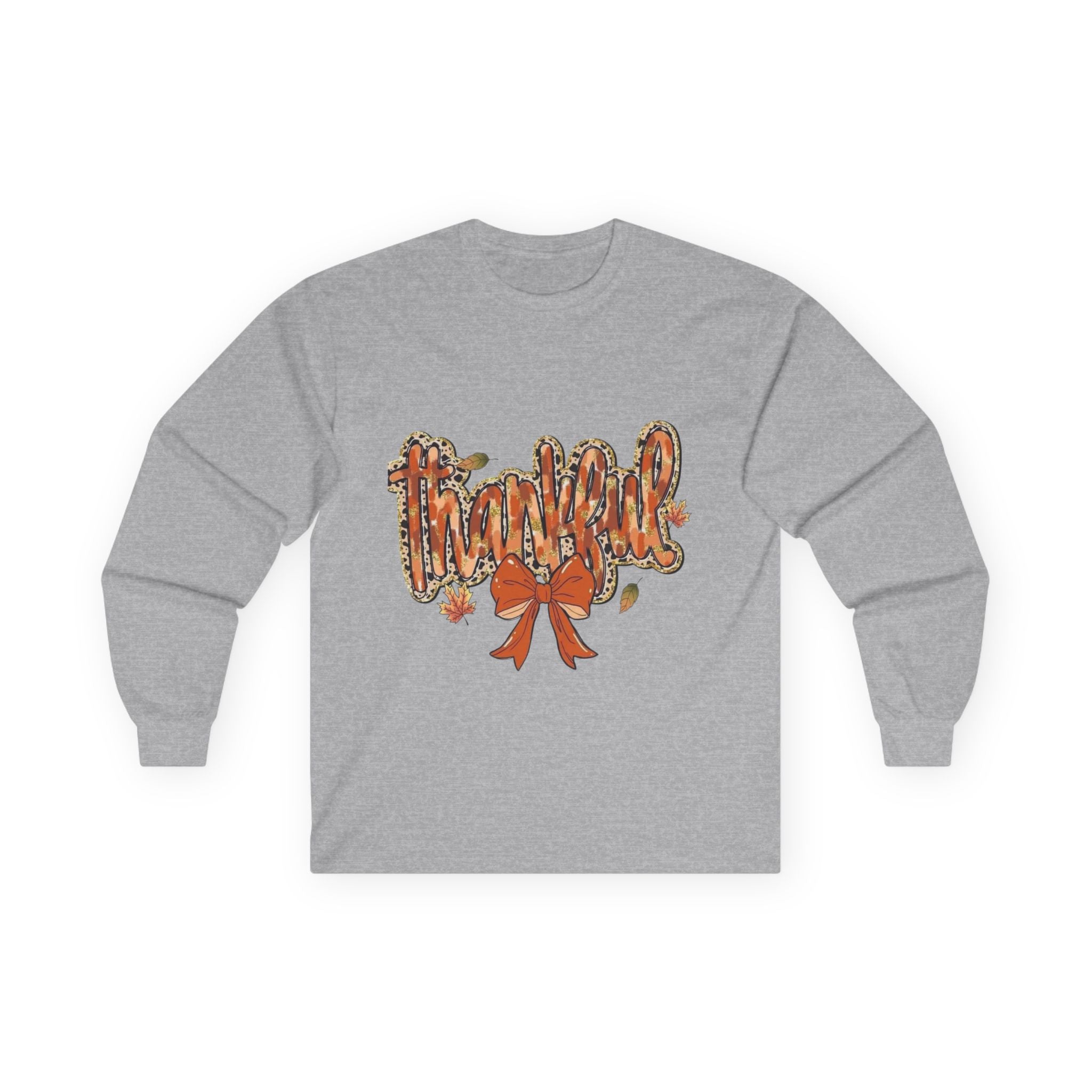 Thankful Long Sleeve Tee, Fall Shirt, Thanksgiving Apparel, Unisex Cotton Top, Cozy Gift for Her