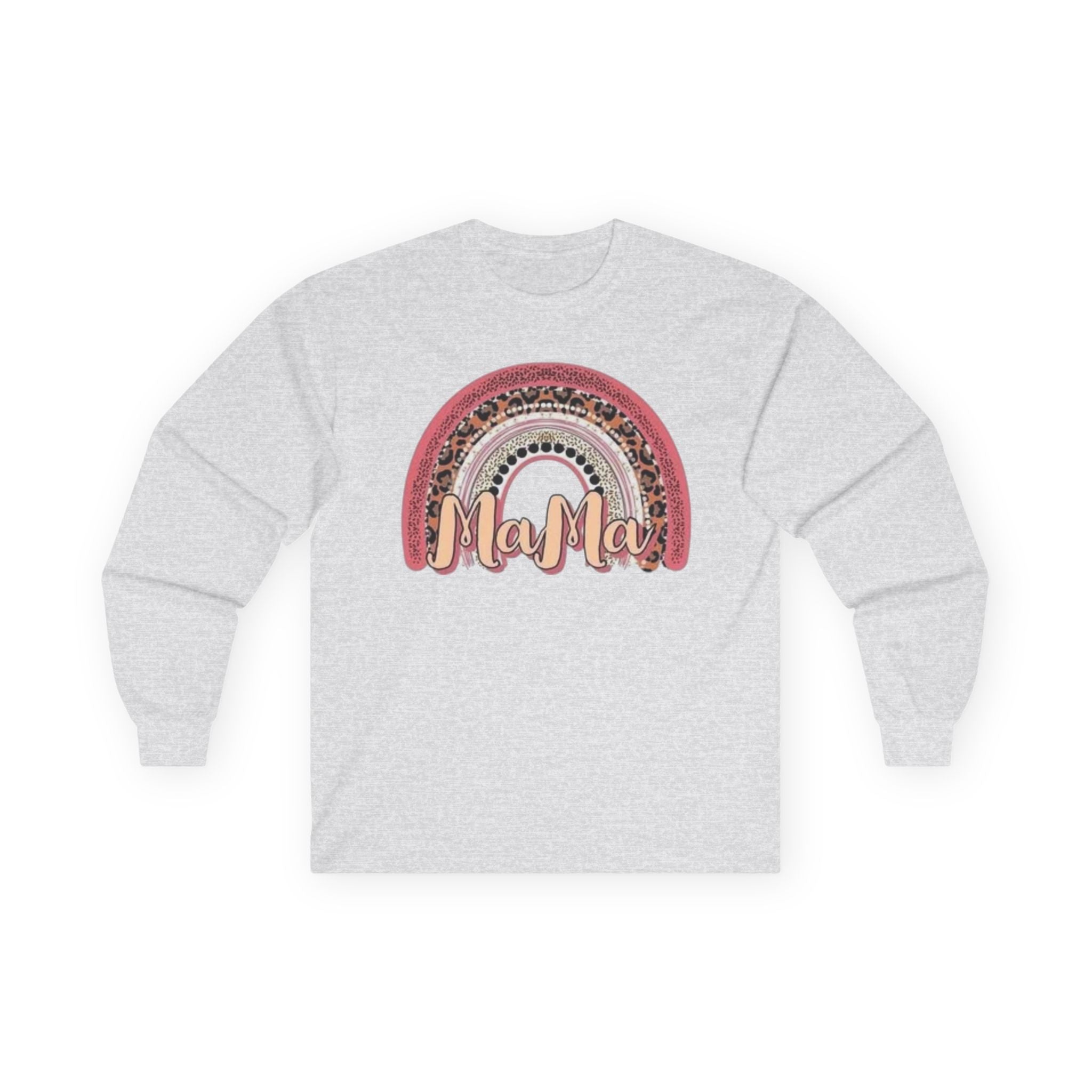 Mama Rainbow Long Sleeve Tee, Mother's Day Gift, Cozy Casual Wear, Boho Style Shirt, Gift for New Moms, Spring Fashion