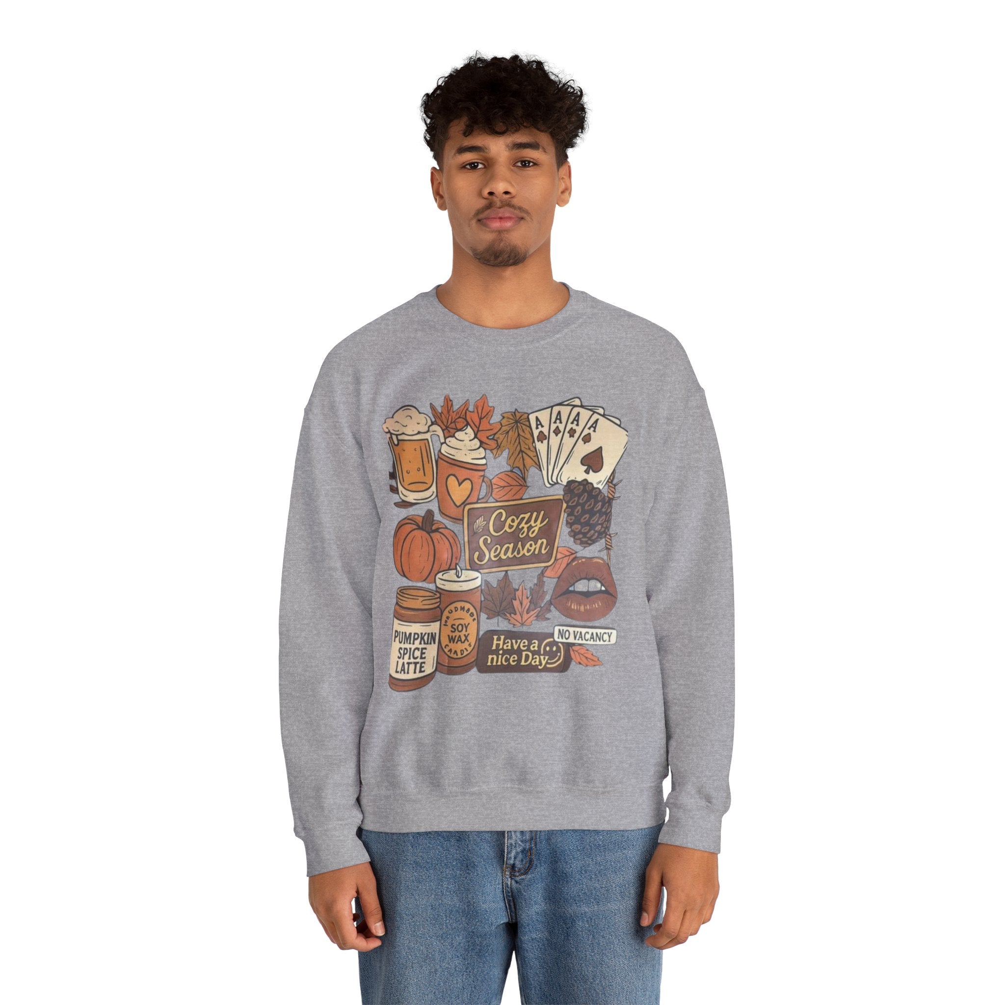 Cozy Fall Sweatshirt, Unisex Crewneck, Autumn Vibes, Pumpkin Spice Lover Gift, Seasonal Apparel, Thanksgiving Sweater