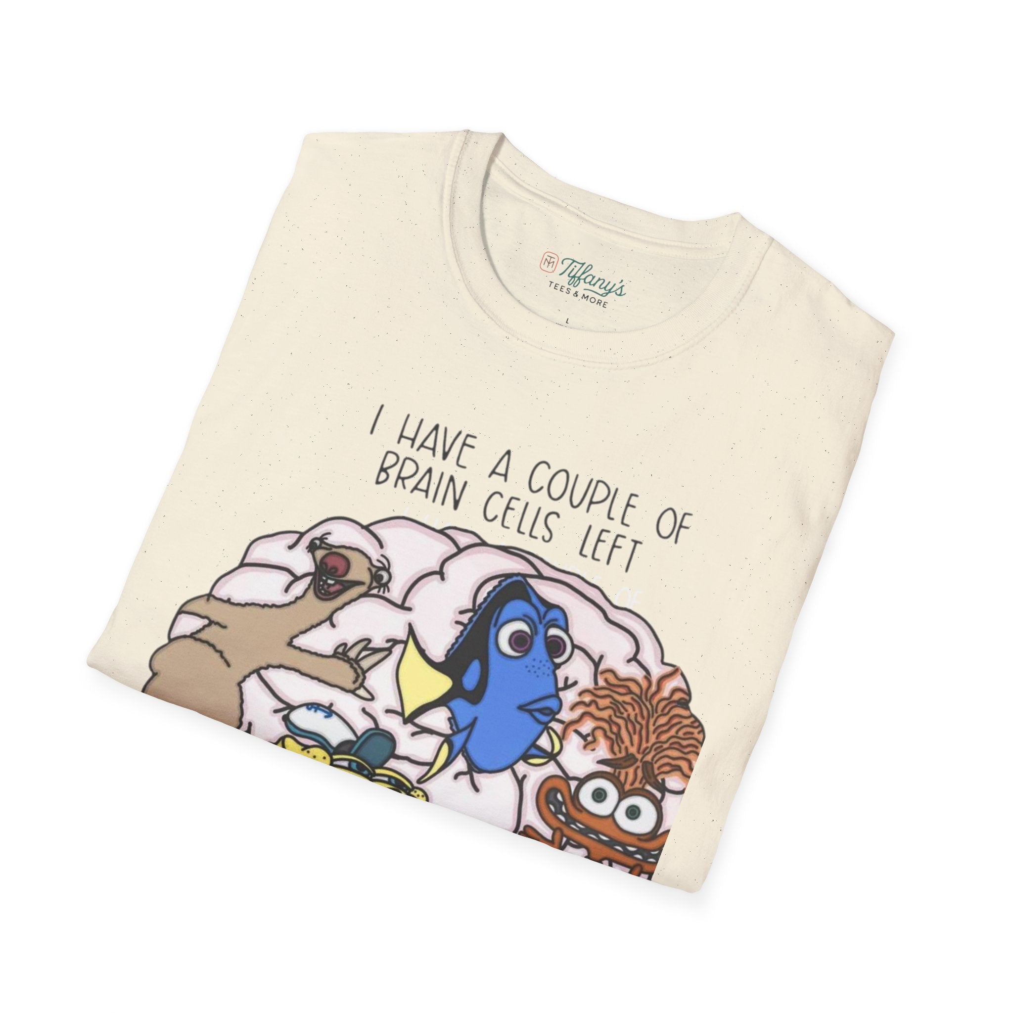 SpongeBob, Dory, anxiety. Brain Cells Left Unisex T-Shirt, Funny Graphic Tee, Casual Wear, Gift for Friends, Birthday Apparel
