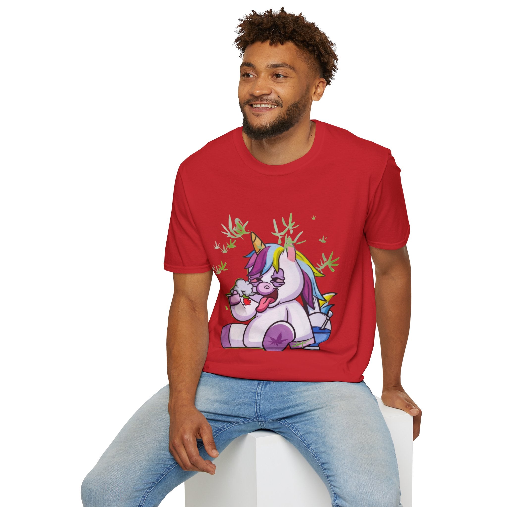 Playful Unicorn Graphic Tee, Surfer Style T-Shirt for Fun Lovers, Perfect Gift for Birthdays, Festivals, Casual Wear, Unisex Softstyle Shirt
