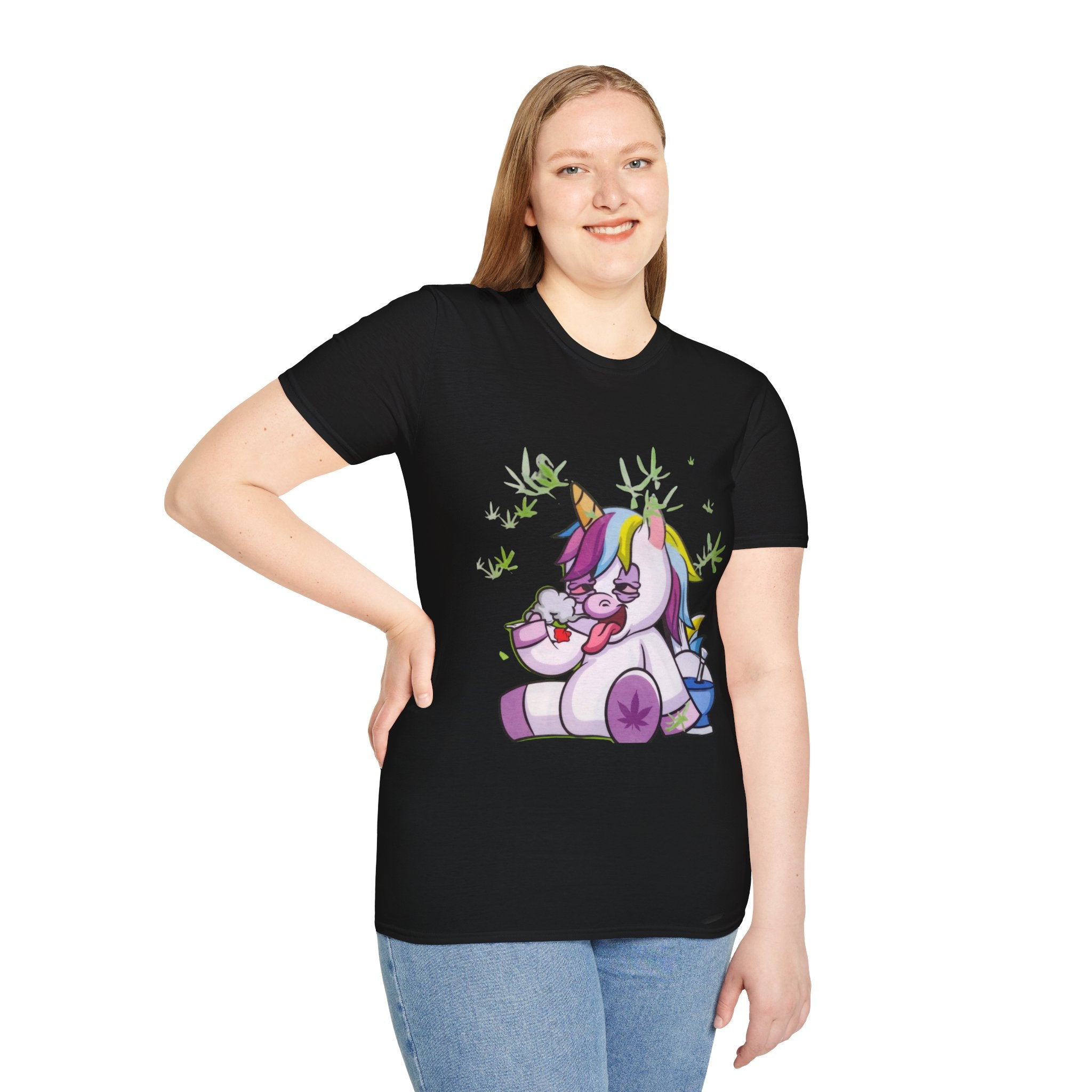 Playful Unicorn Graphic Tee, Surfer Style T-Shirt for Fun Lovers, Perfect Gift for Birthdays, Festivals, Casual Wear, Unisex Softstyle Shirt
