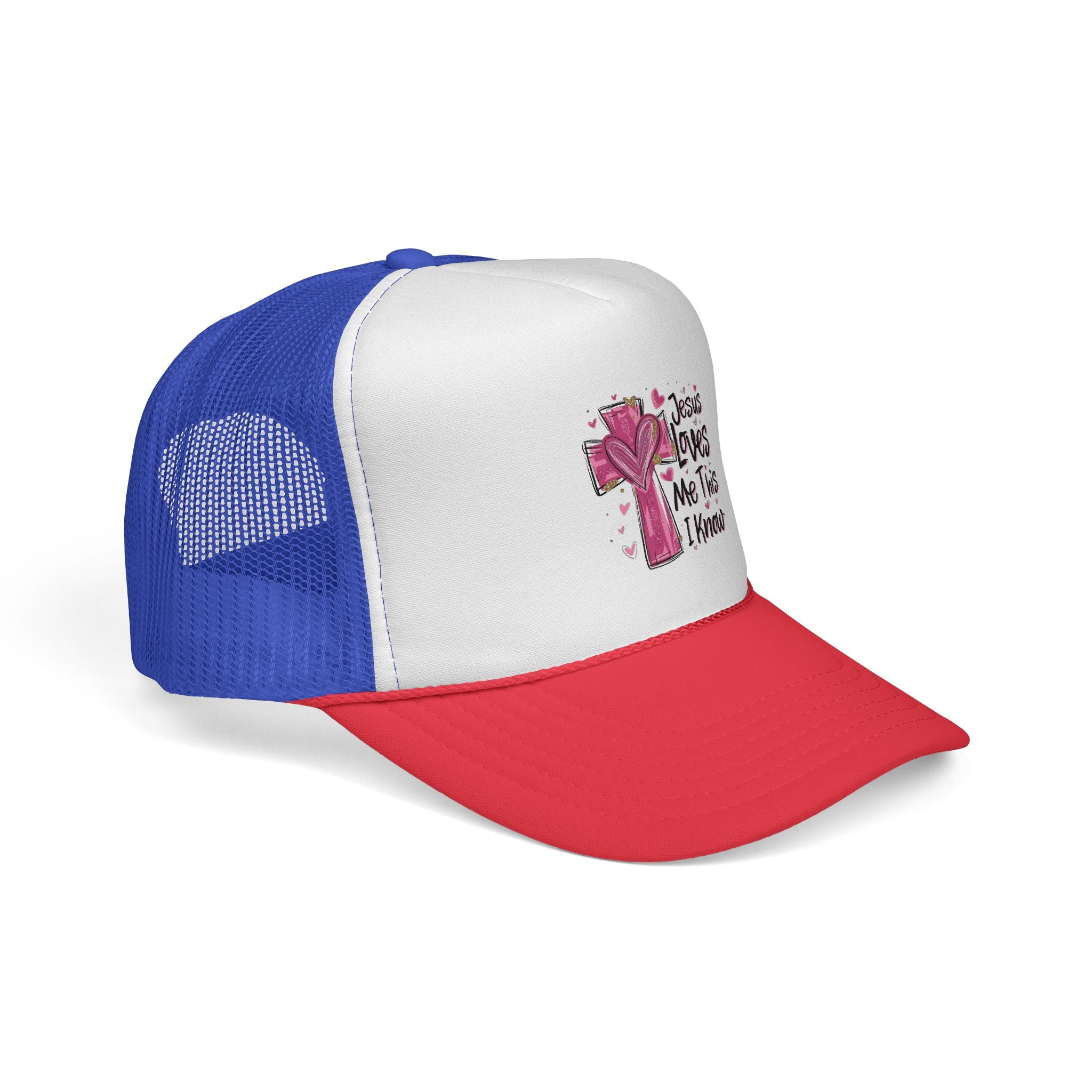Jesus Loves Me Trucker Cap, Christian Hat, Faith-Based Gift, Religious Apparel, Summer Accessory, Youthful Style