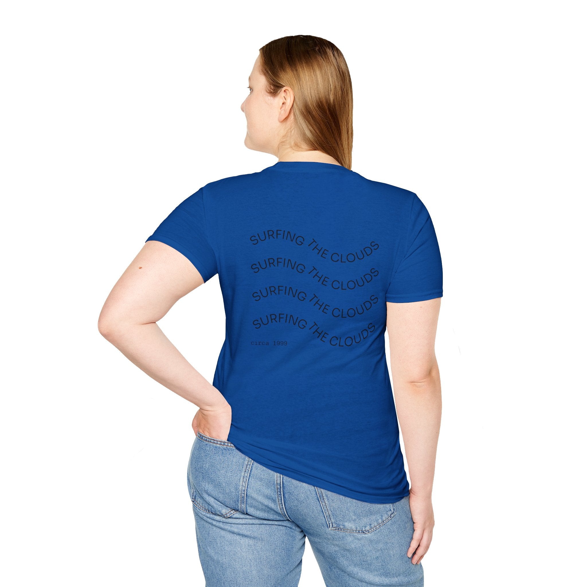 Playful Unicorn Graphic Tee, Surfer Style T-Shirt for Fun Lovers, Perfect Gift for Birthdays, Festivals, Casual Wear, Unisex Softstyle Shirt