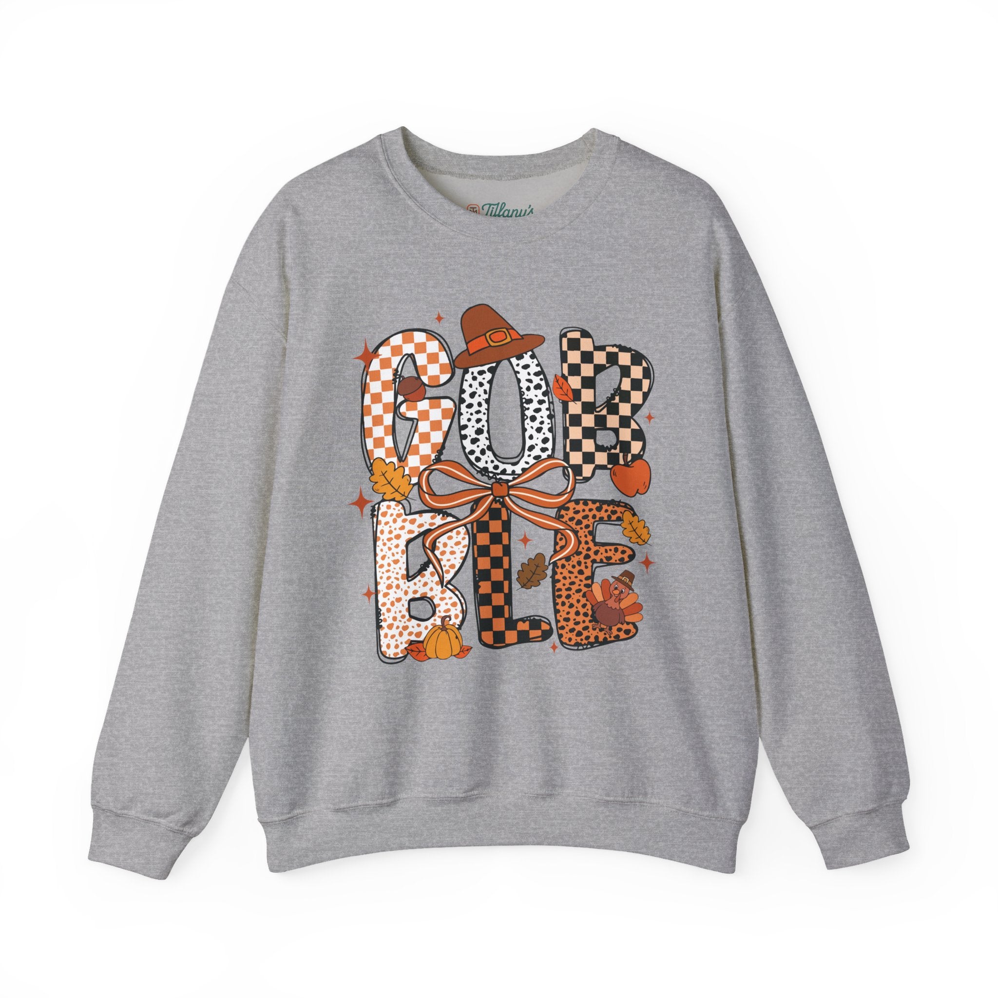 Thanksgiving Gobble Joliette Font Crewneck Sweatshirt