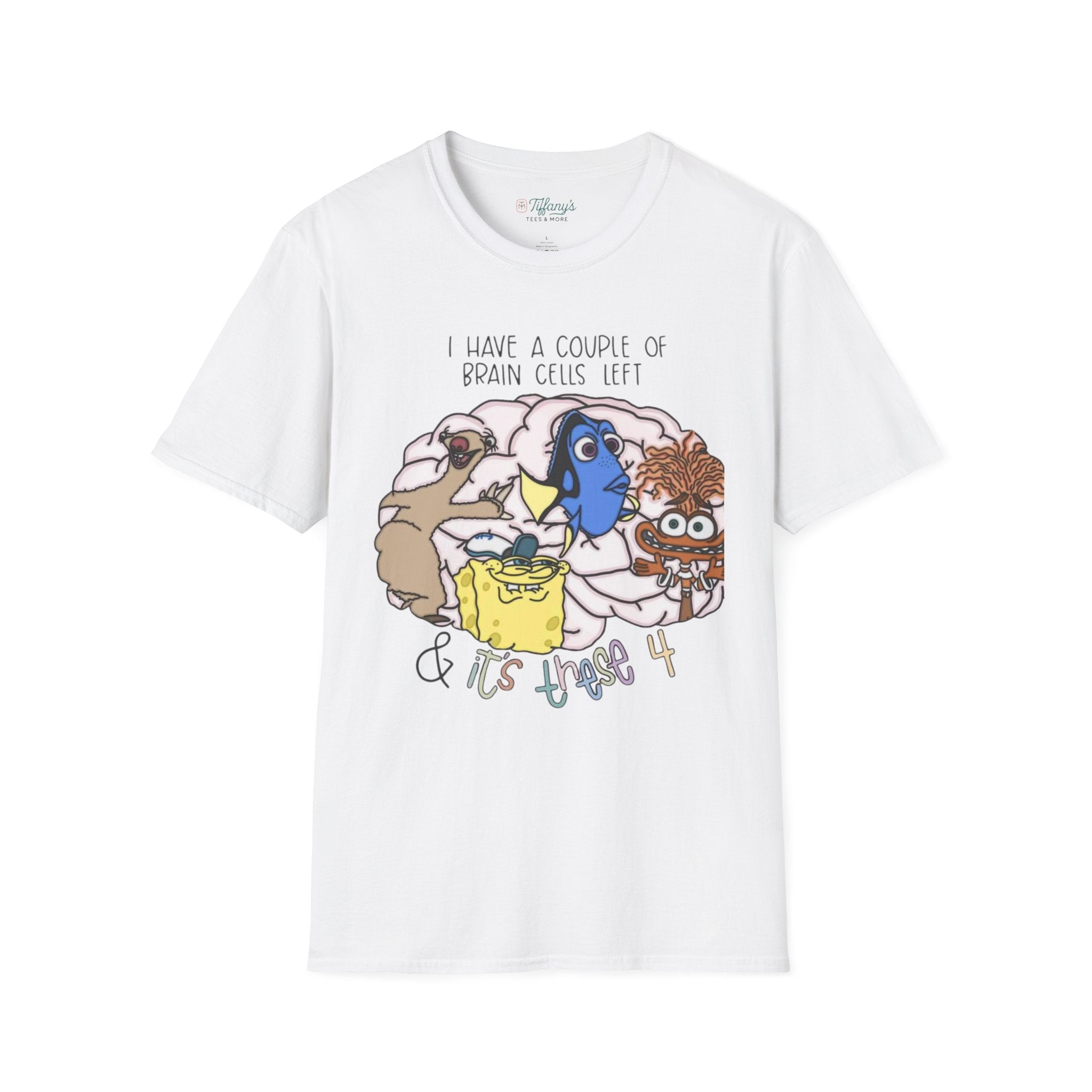 SpongeBob, Dory, anxiety. Brain Cells Left Unisex T-Shirt, Funny Graphic Tee, Casual Wear, Gift for Friends, Birthday Apparel