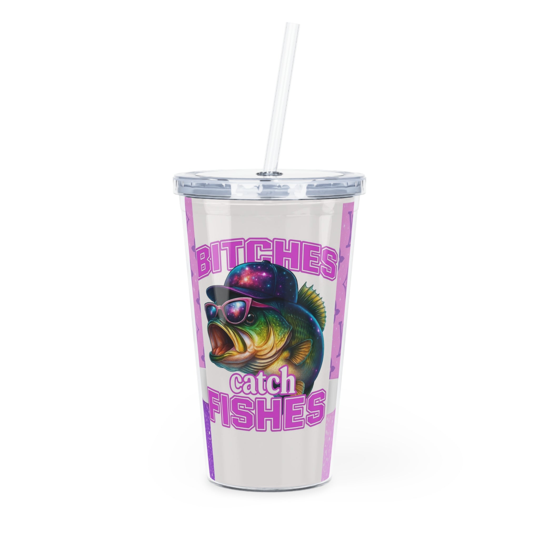 Fishing Lover's Plastic Tumbler with Straw, Perfect for Outdoors, Fishing Gifts, Summer Sips, Catch of the Day Drinkware