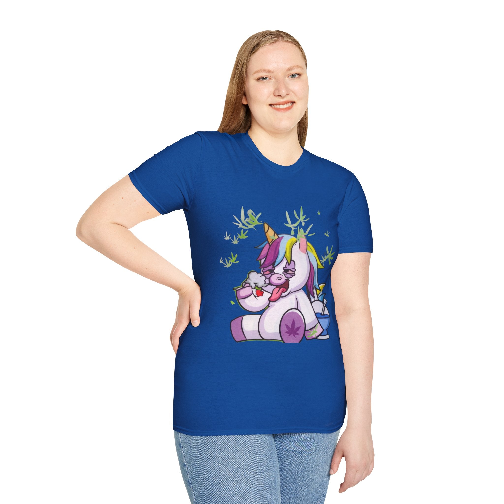Playful Unicorn Graphic Tee, Surfer Style T-Shirt for Fun Lovers, Perfect Gift for Birthdays, Festivals, Casual Wear, Unisex Softstyle Shirt
