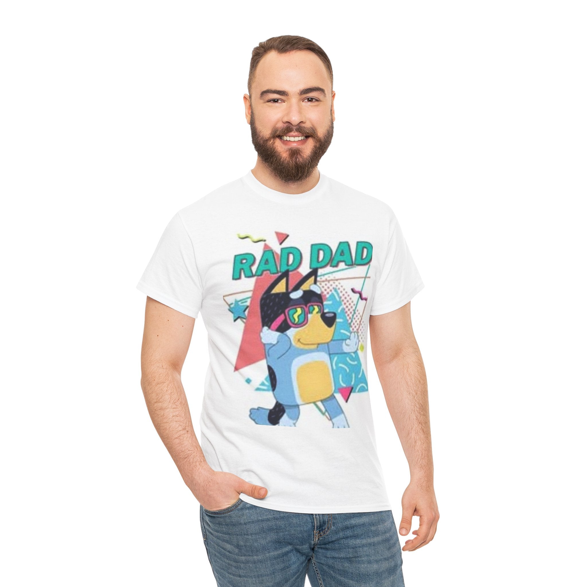 Rad Dad Unisex Heavy Cotton Tee, Funny Father's Day Gift, Cool Dad Shirt, Retro Graphic Tee, Summer Casual Wear